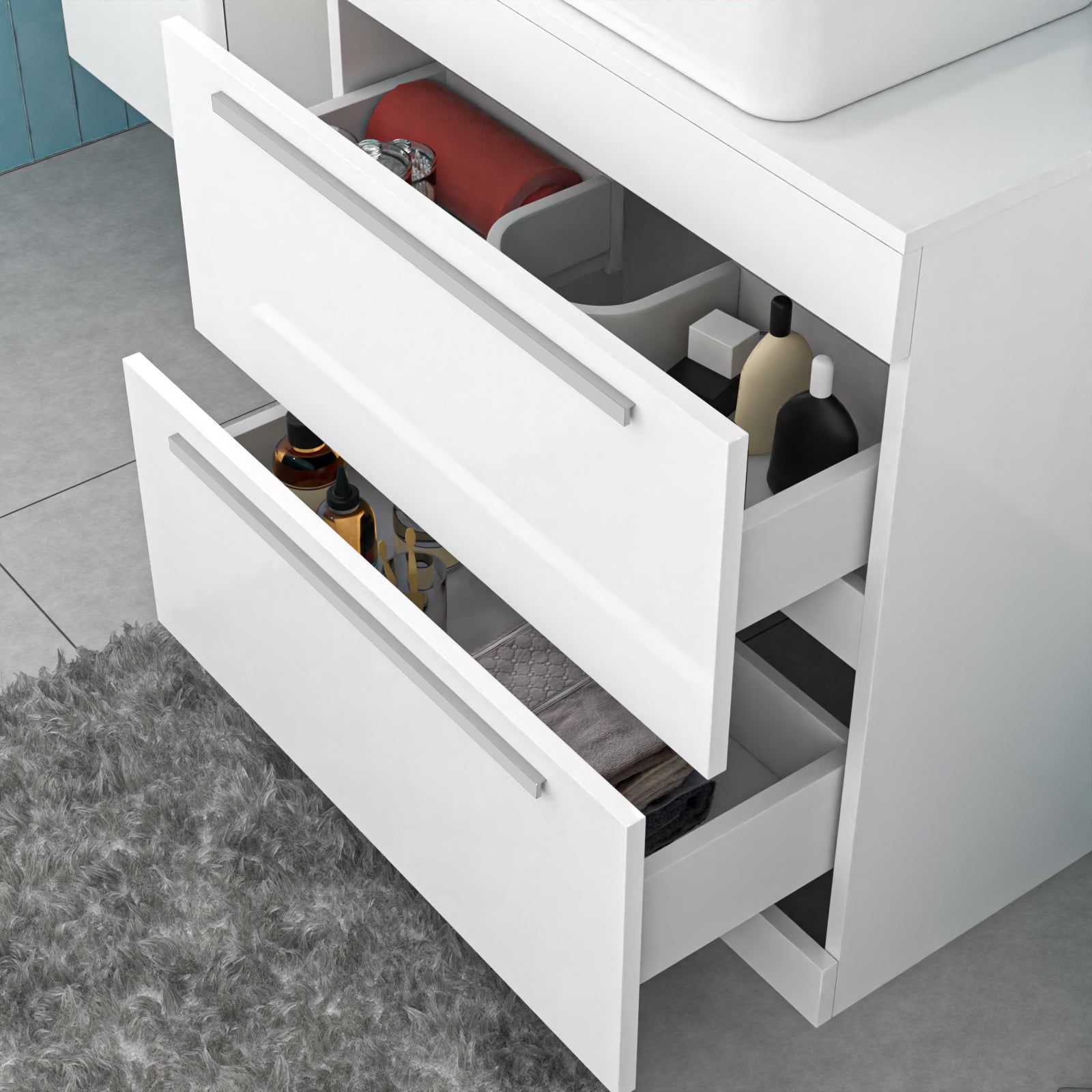 Nanuya White 800mm Vanity Cabinet And Rectangle Counter Top Basin Sink Unit