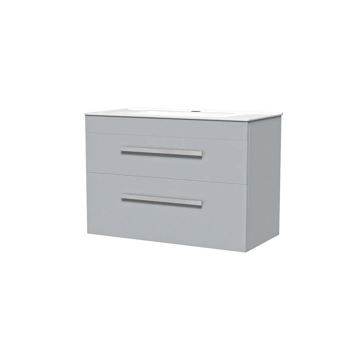 800mm Matte Grey Wall Hung Cabinet 2 Drawer with Slim Ceramic Basin