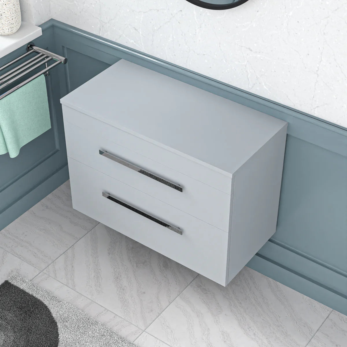 Wall Hung 800mm Matte Grey Drawers Vanity With Basin and Worktop