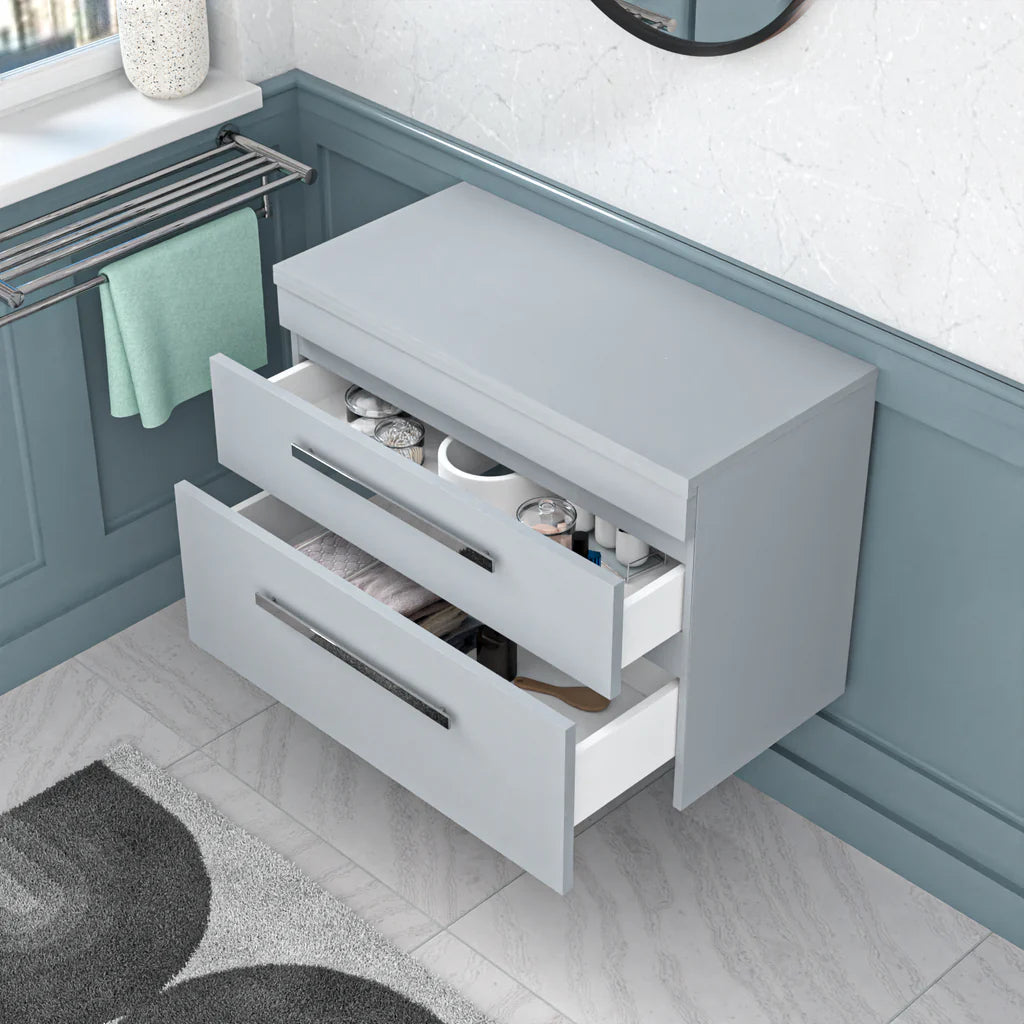 Wall Hung 800mm Matte Grey Drawers Vanity With Basin and Worktop
