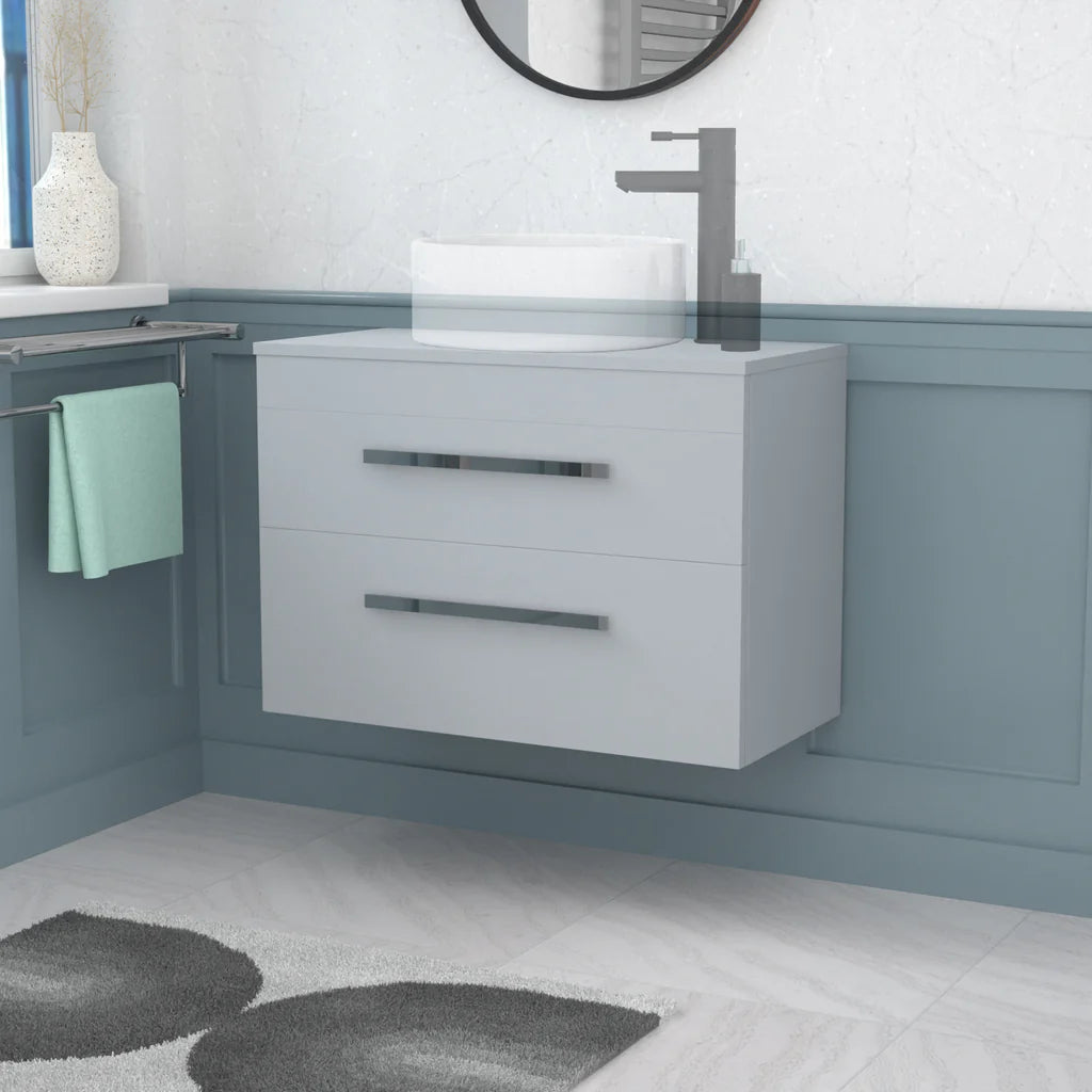 Wall Hung 800mm Matte Grey Drawers Vanity With Basin and Worktop
