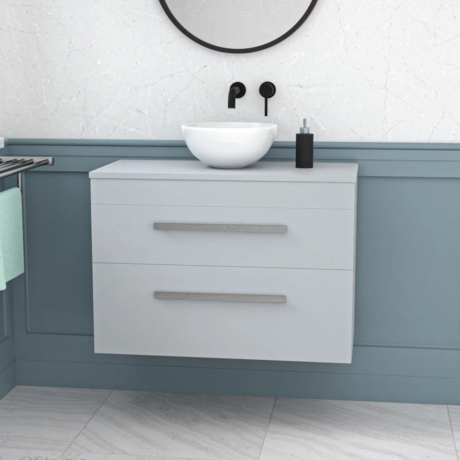 Wall Hung 800mm Matte Grey Vanity With Basin and Matte Grey Worktop