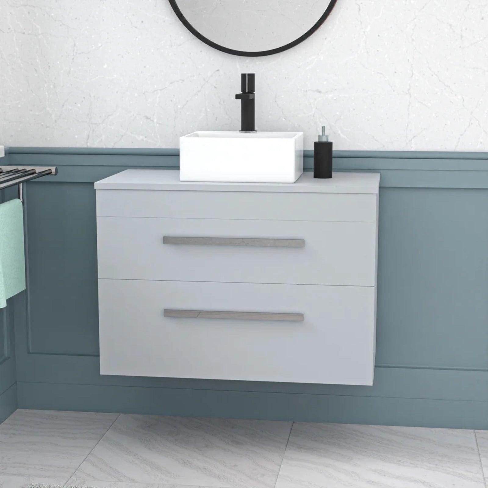 Wall Hung 800mm Matte Grey Cabinet With Basin and Matte Grey Worktop