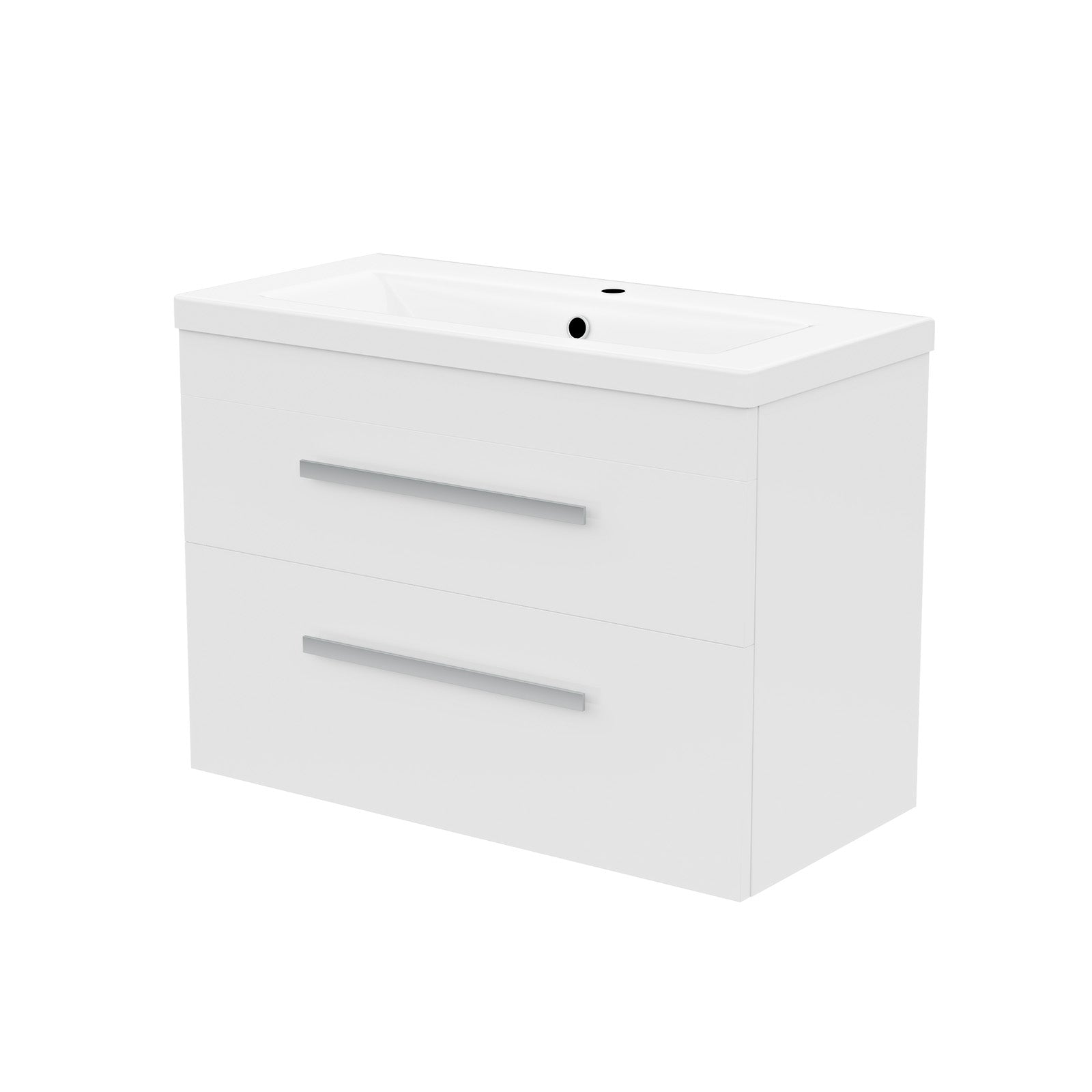 Nanuya 800mm Gloss White Wall Hung 2 Drawer Vanity Cabinet & Ceramic Basin Sink