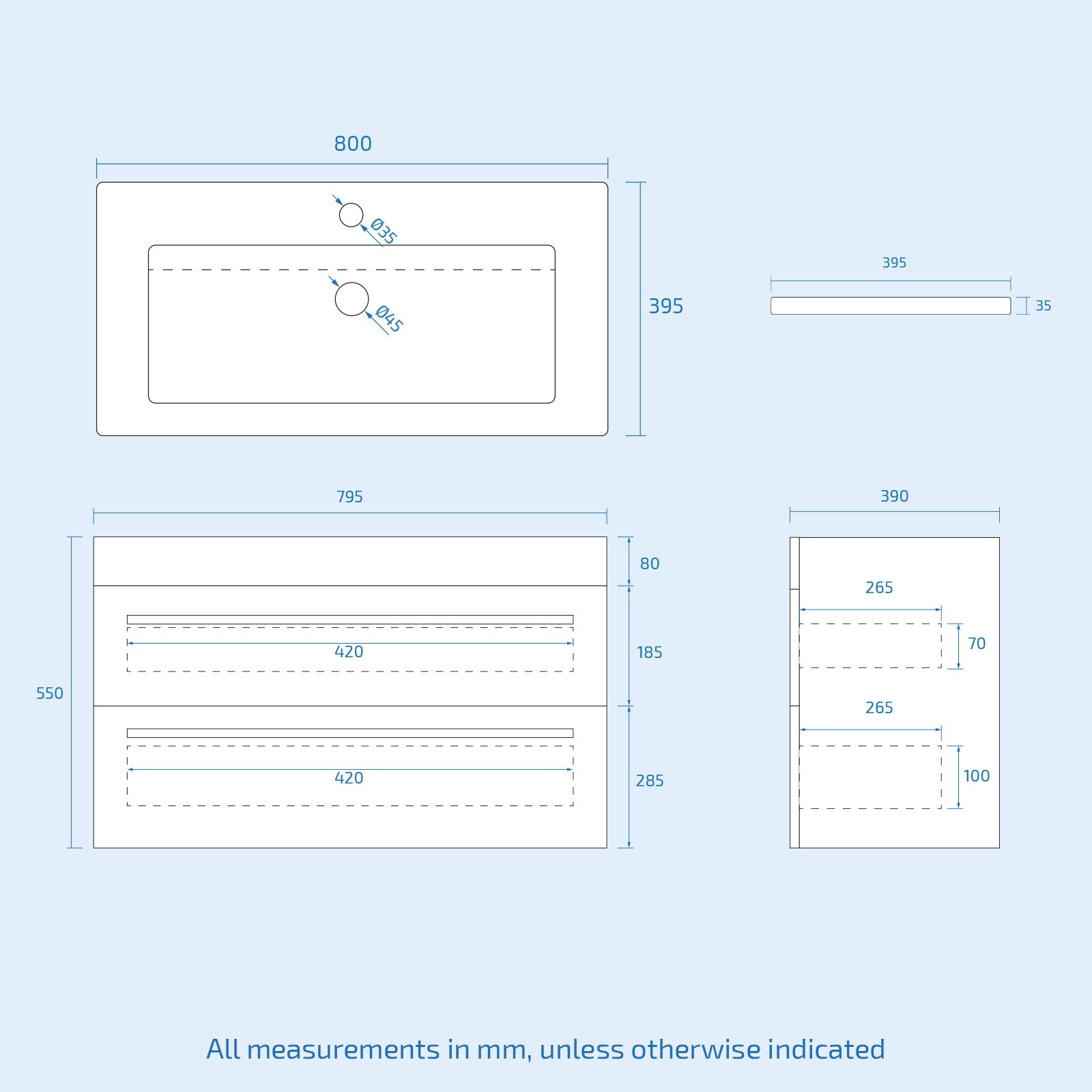 Nanuya 800mm Gloss White Wall Hung 2 Drawer Vanity Cabinet & Ceramic Basin Sink