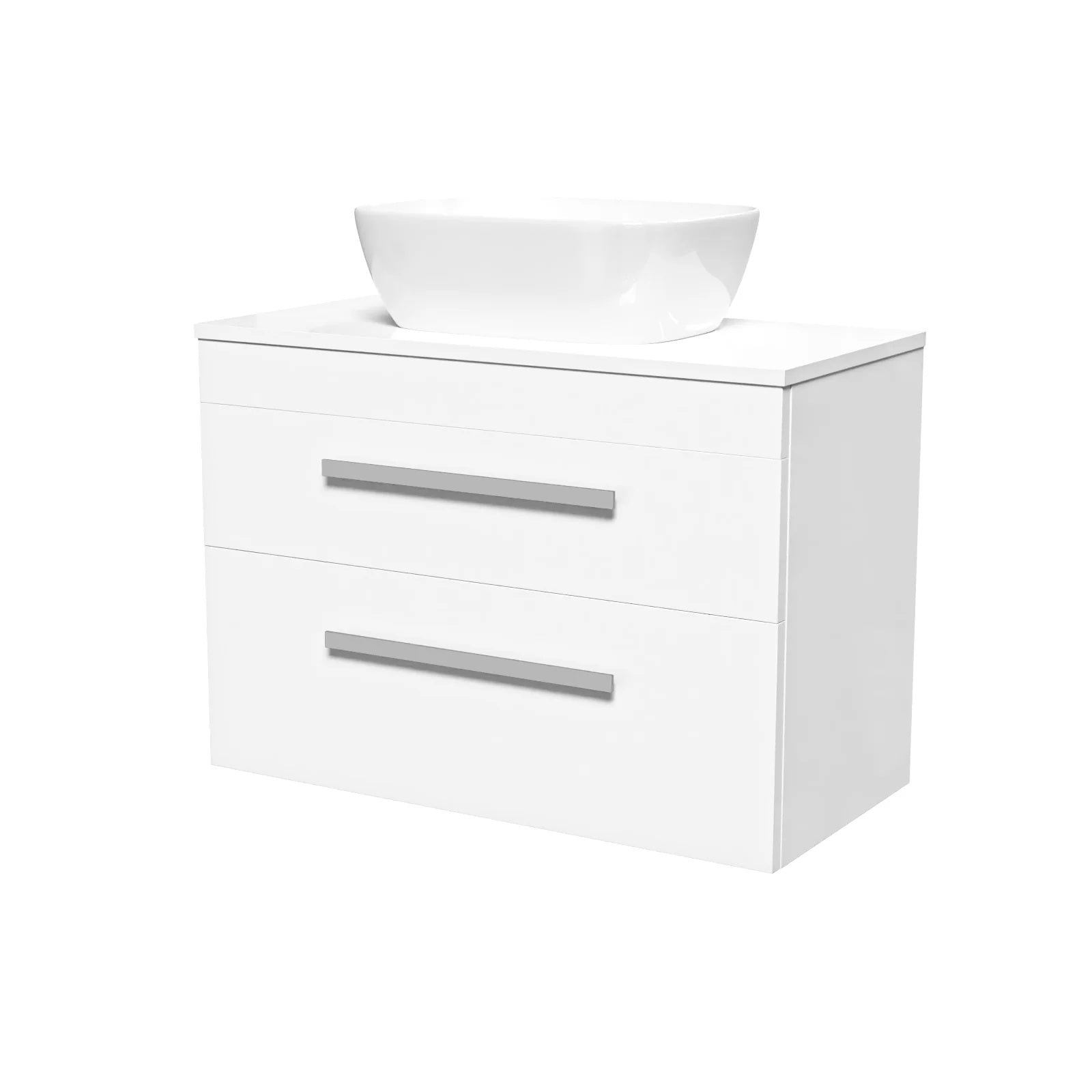 Nanuya 800mm White Wall Hung 2 Drawers with Basin and Worktop