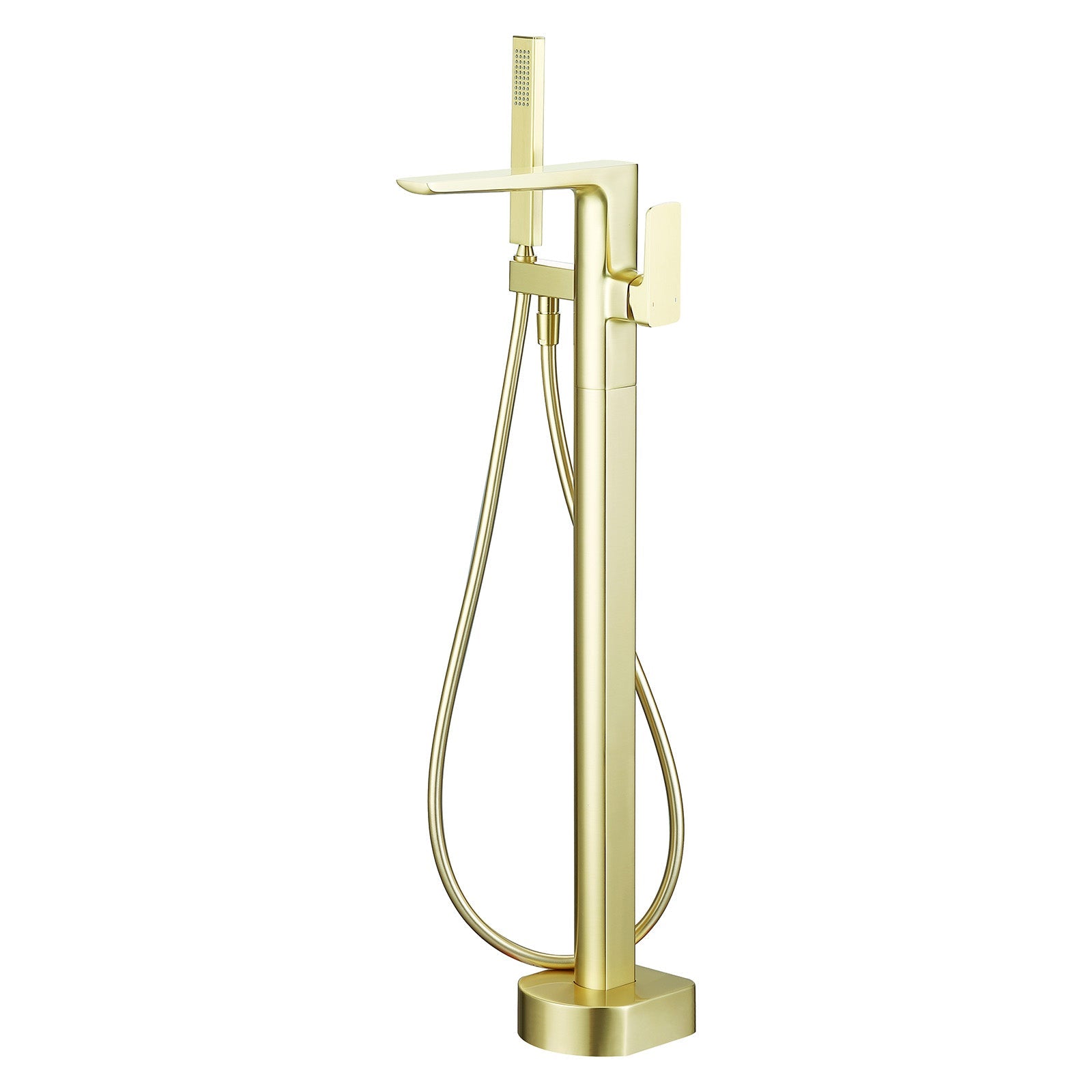 Brushed Brass Modern Floor Standing Bath Shower Mixer