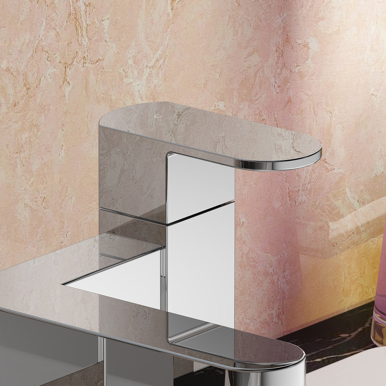 Eclipse Modern Square Bridge Deck Mounted Chrome Bath Filler Mixer Tap