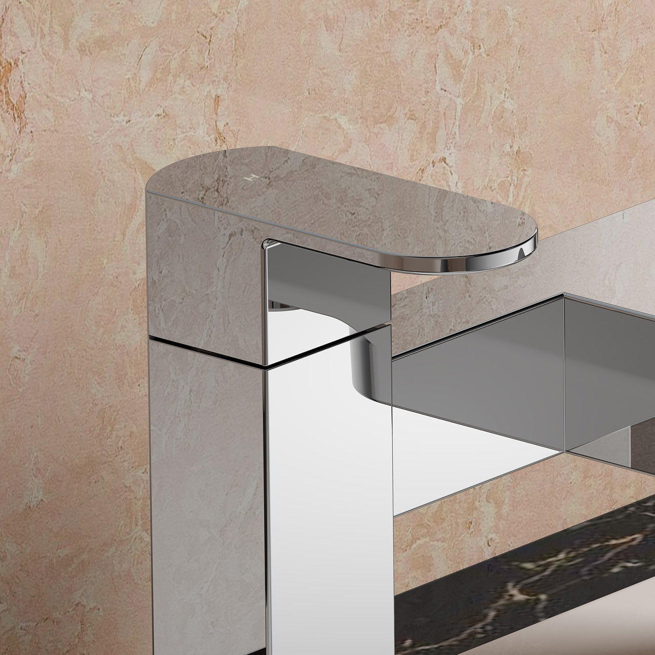 Eclipse Modern Square Bridge Deck Mounted Chrome Bath Filler Mixer Tap