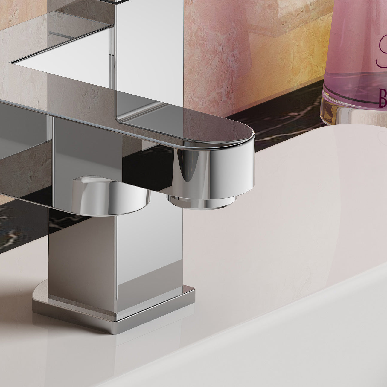 Eclipse Modern Square Bridge Deck Mounted Chrome Bath Filler Mixer Tap