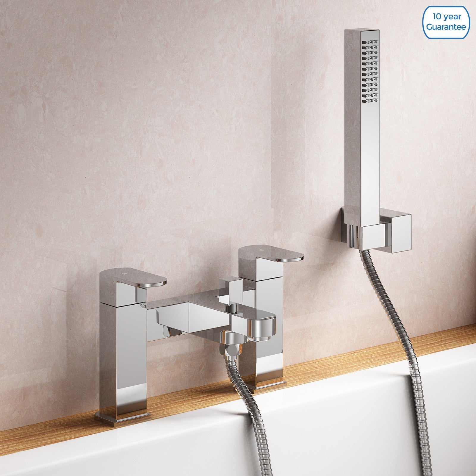 Eclipse Modern Bathroom Bath Shower Twin Lever Mixer Taps With Hand Held