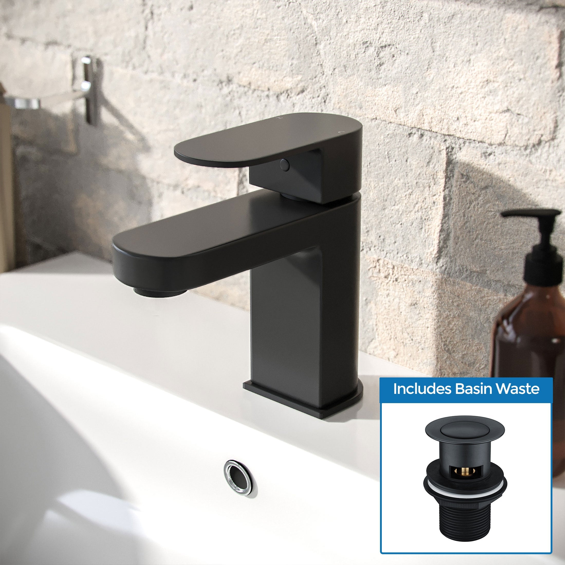 Eclipse Contemporary Matte Black Basin Sink Mono Mixer Tap