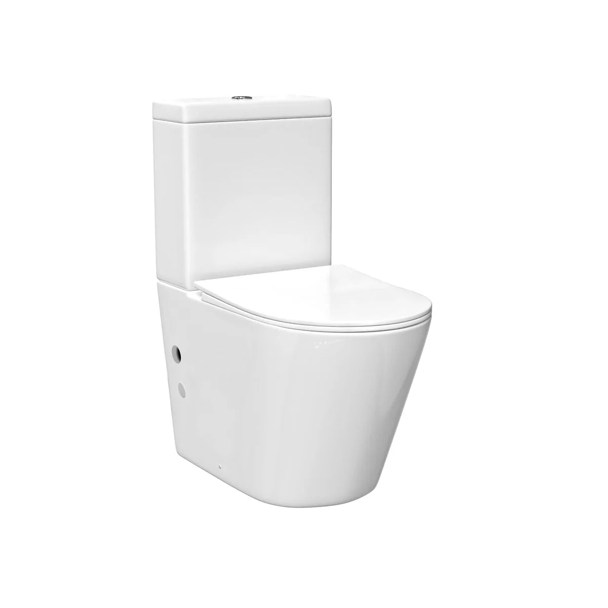 Round Rimless Close Coupled Toilet Pan without Bidet Nozzle and Valve