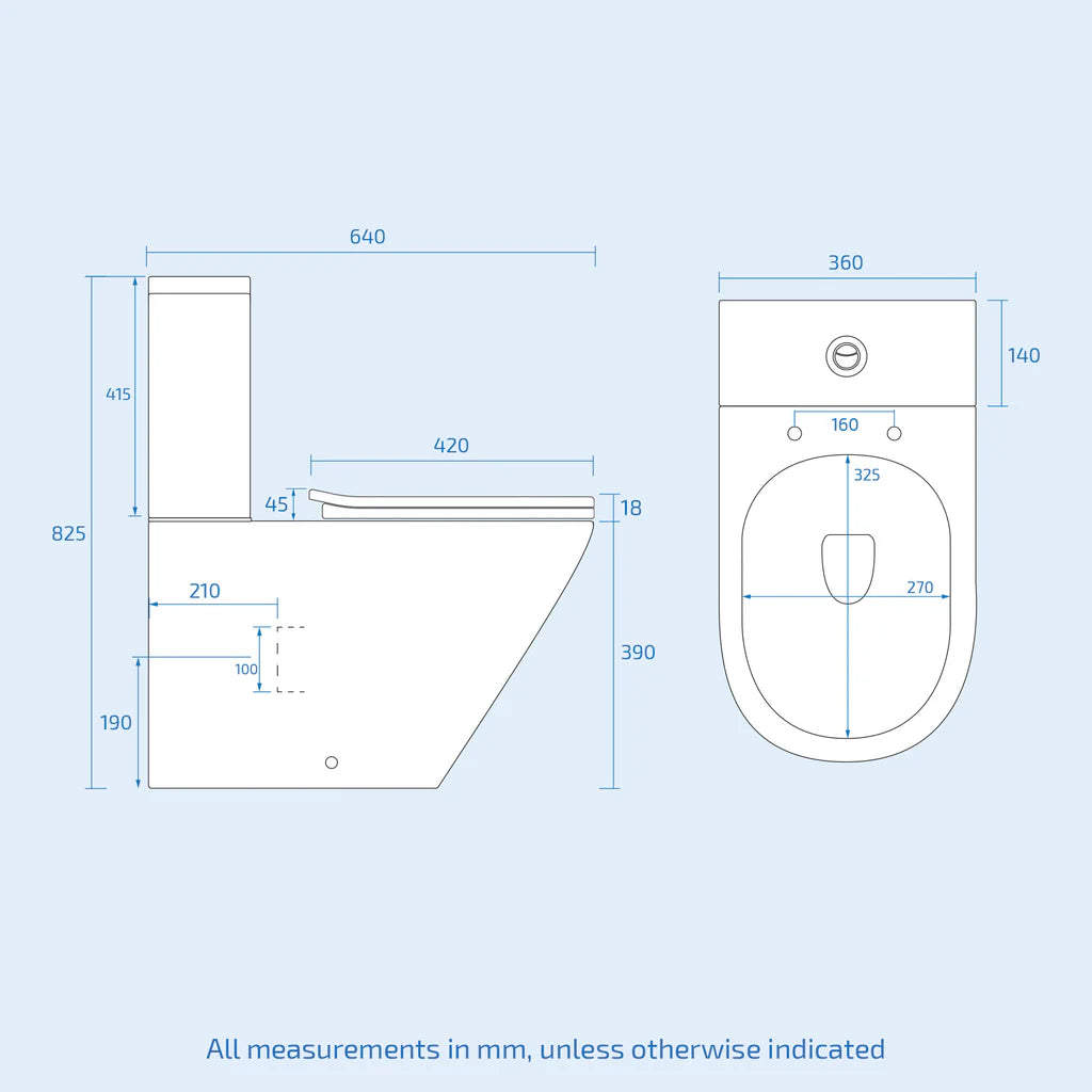Round Rimless Close Coupled Toilet With Integrated Hot Cold Bidet Valve