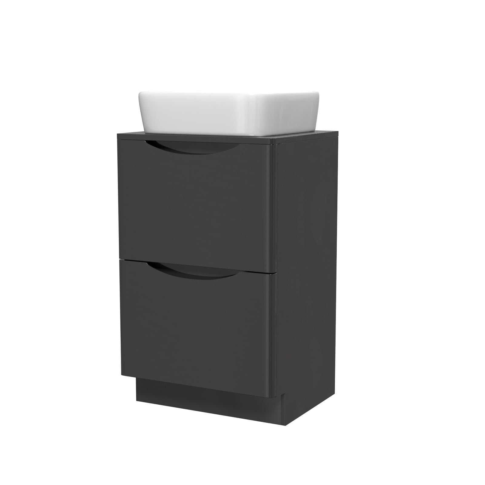 Merton 500mm Dark Grey Drawers Vanity, Worktop & Square Rounded Corner Basin