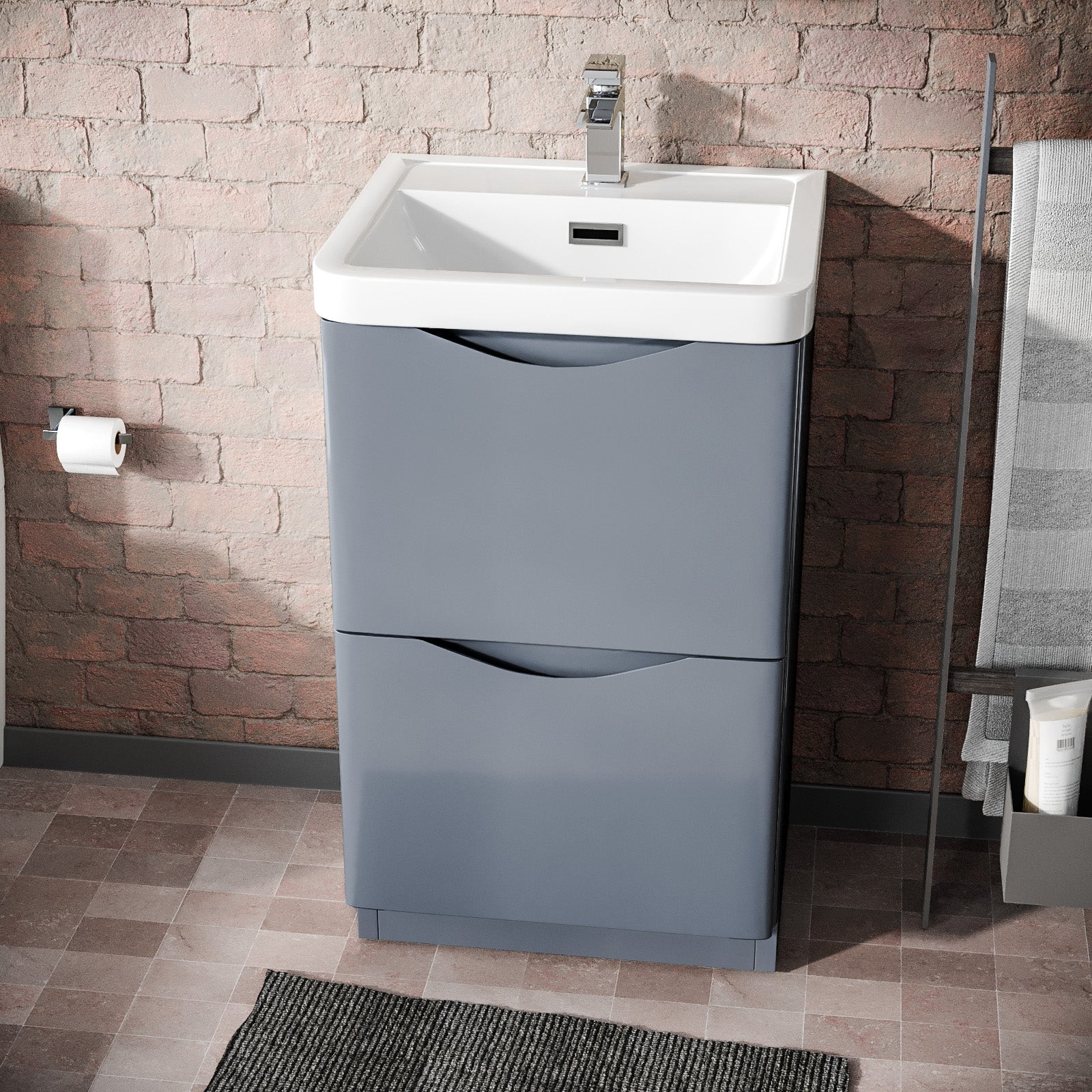 Merton Grey 500mm Floorstanding Basin Vanity Unit