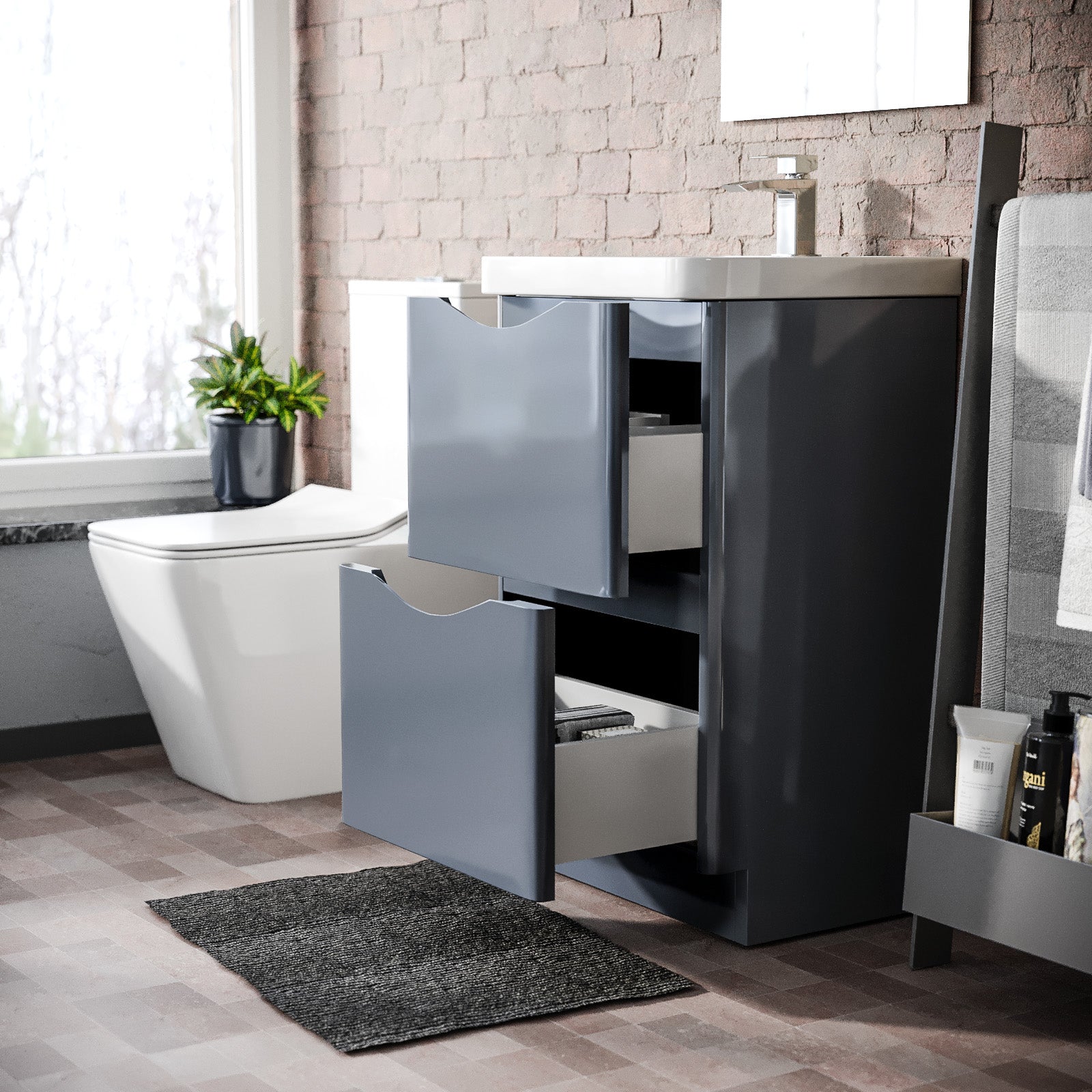 Merton Grey 500mm Floorstanding Basin Vanity Unit