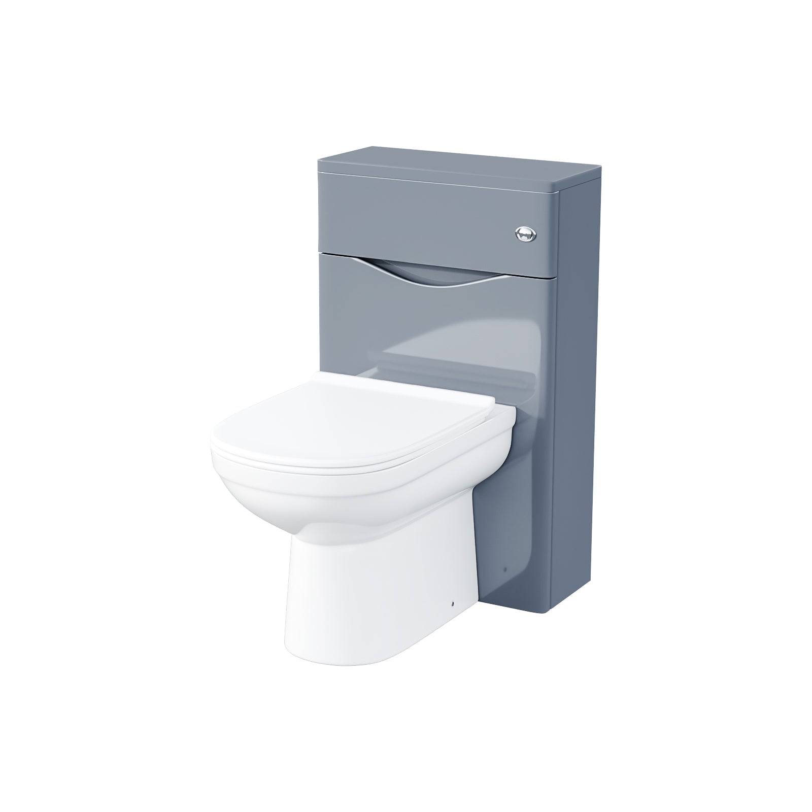 Merton Grey 500mm 2 Drawer Vanity Basin Unit, WC Unit & Elso Back to Wall Toilet