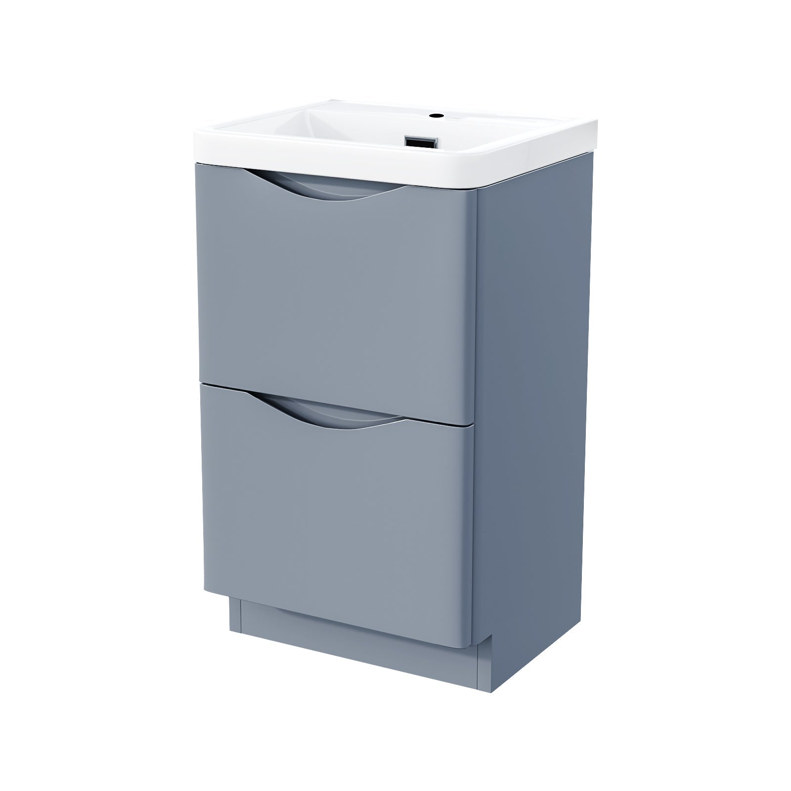 Merton Grey 500mm 2 Drawer Vanity Basin Unit, WC Unit & Elso Back to Wall Toilet