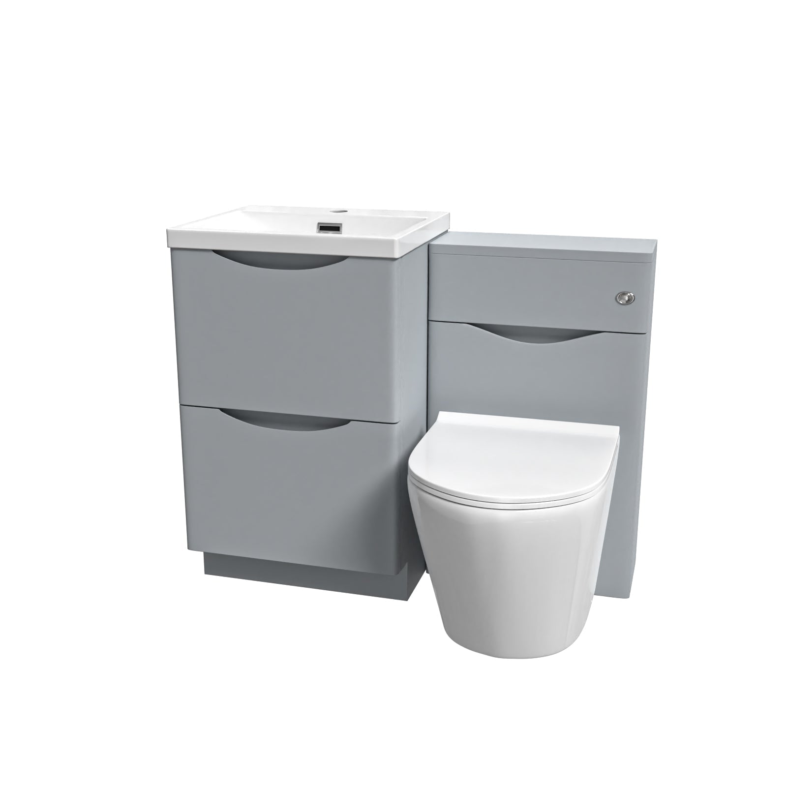 Merton Matte Grey 1000mm Freestanding Basin Vanity WC Unit & Round BTW Toilet