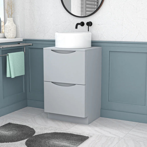 500mm Matte Grey Freestanding Vanity With Worktop and 420mm Round Basin