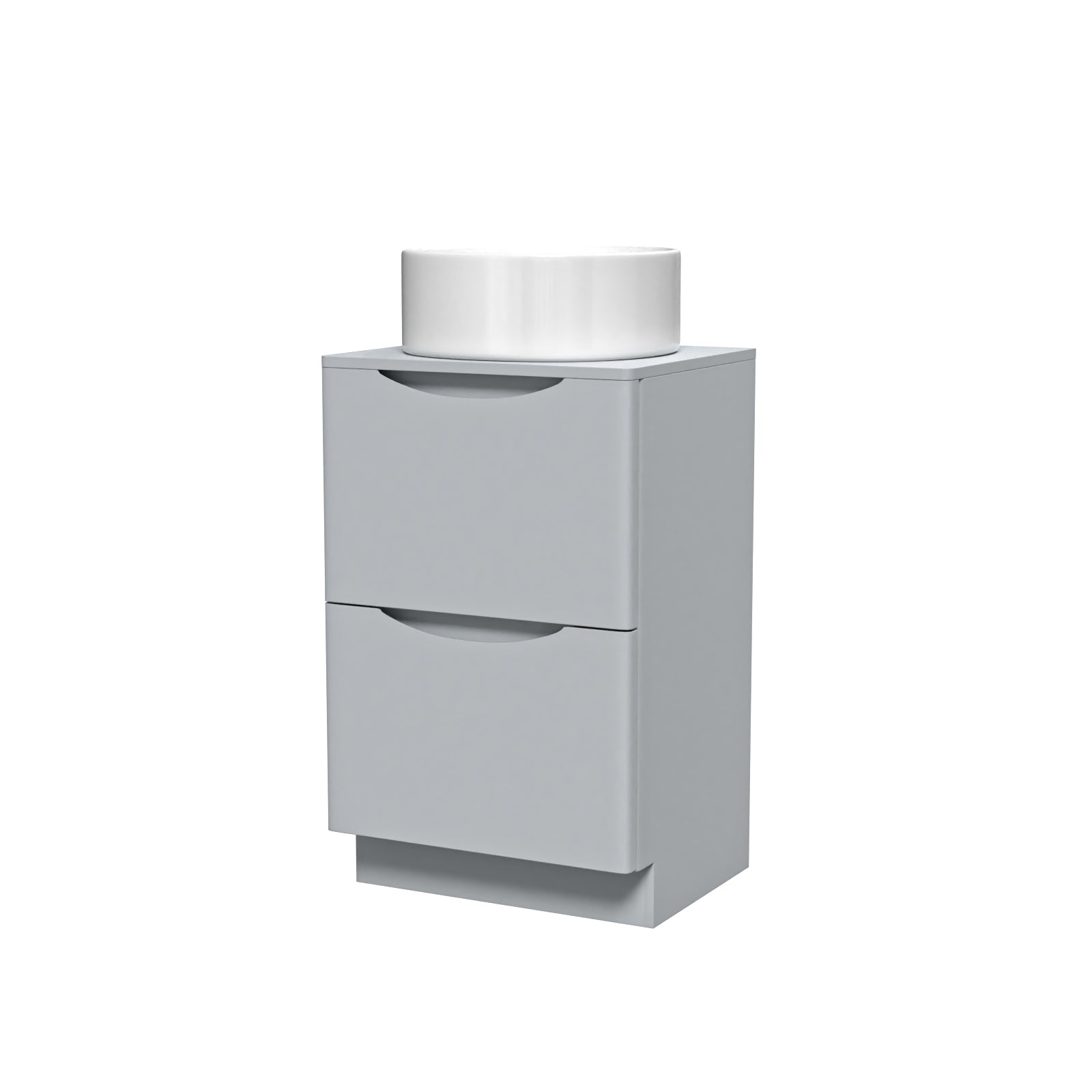 Merton 500mm Matte Grey Freestanding 2 Drawers Vanity & Worktop With Round Basin