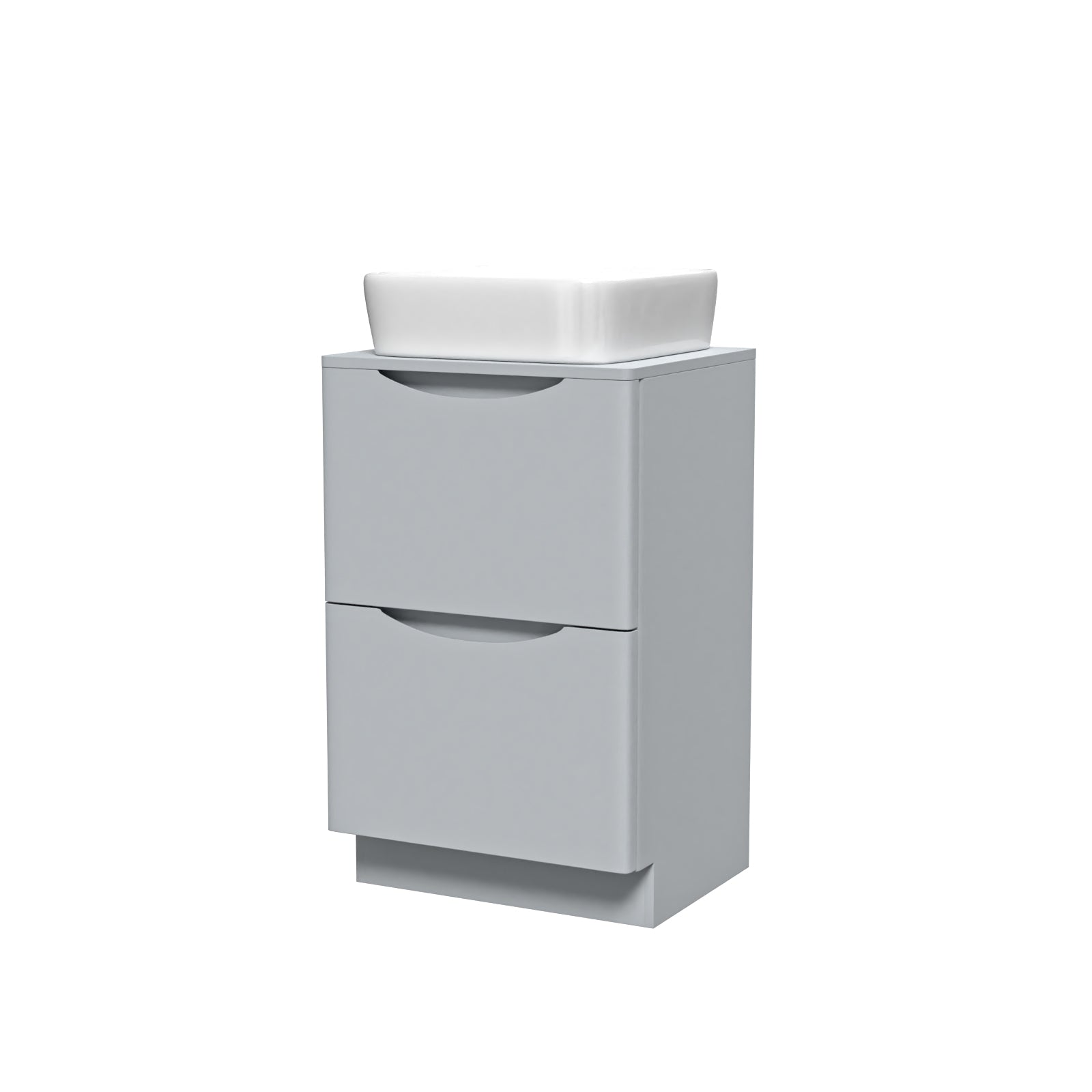 Merton 500mm Matte Grey Drawers Vanity, Worktop & Square Rounded Corner Basin