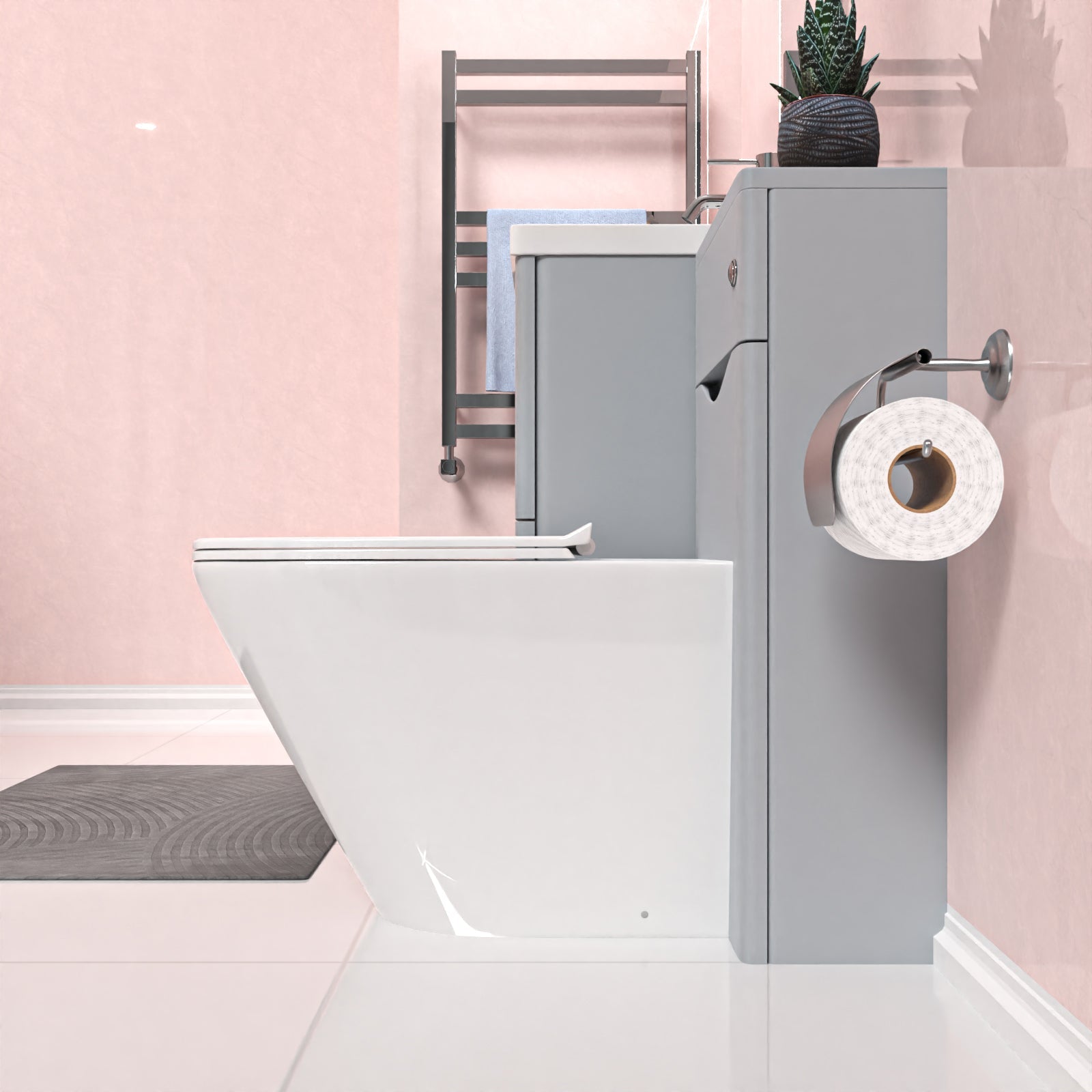 Merton Matte Grey 1000mm Freestanding Basin Vanity WC Unit & Modern BTW White Toilet