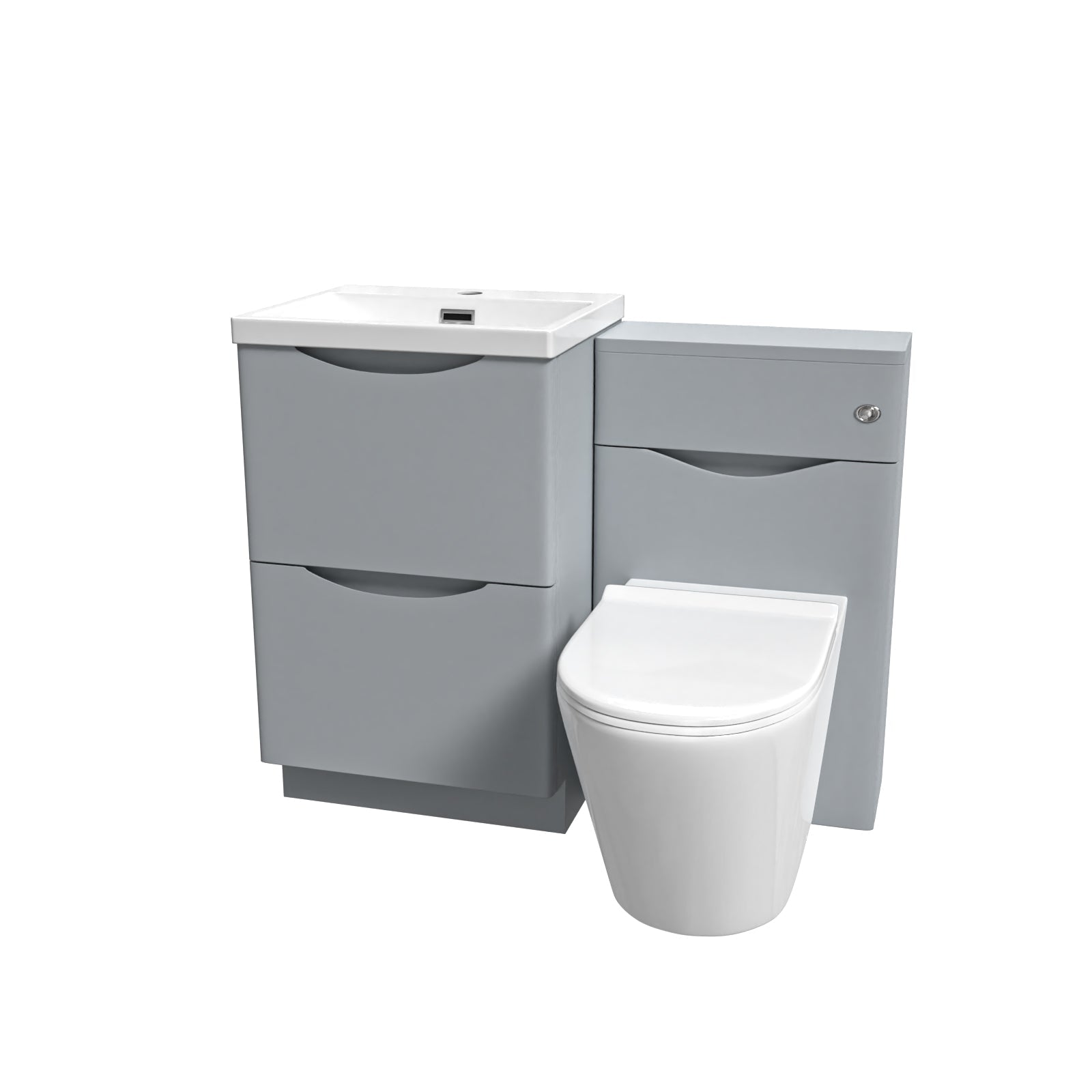 Merton Matte Grey 1000mm Freestanding Basin Vanity WC Unit & Modern BTW White Toilet