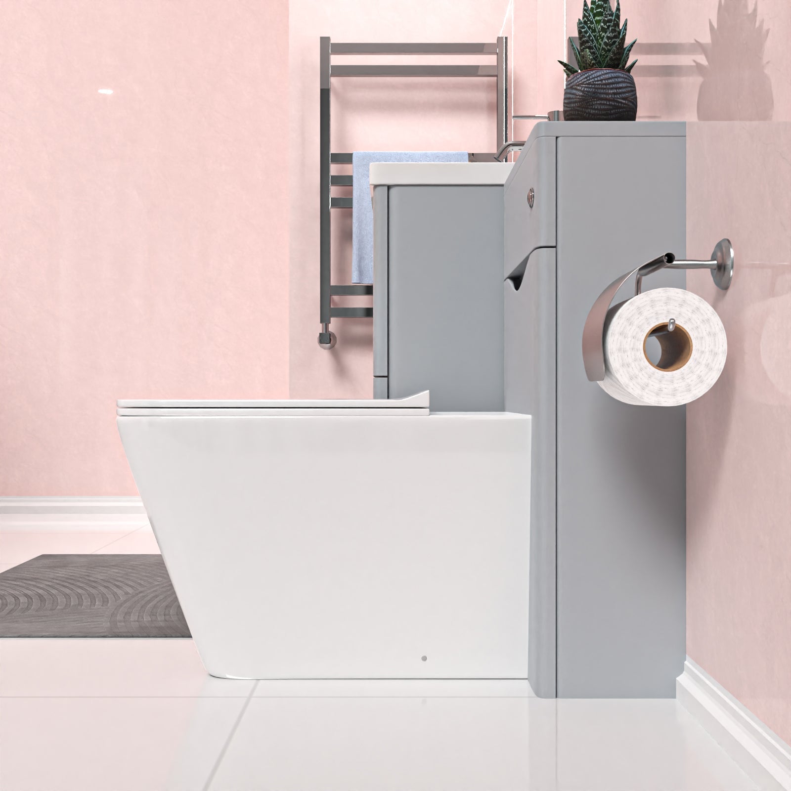 Merton Matte Grey 1000mm Freestanding Basin Vanity WC Unit & Square BTW Toilet