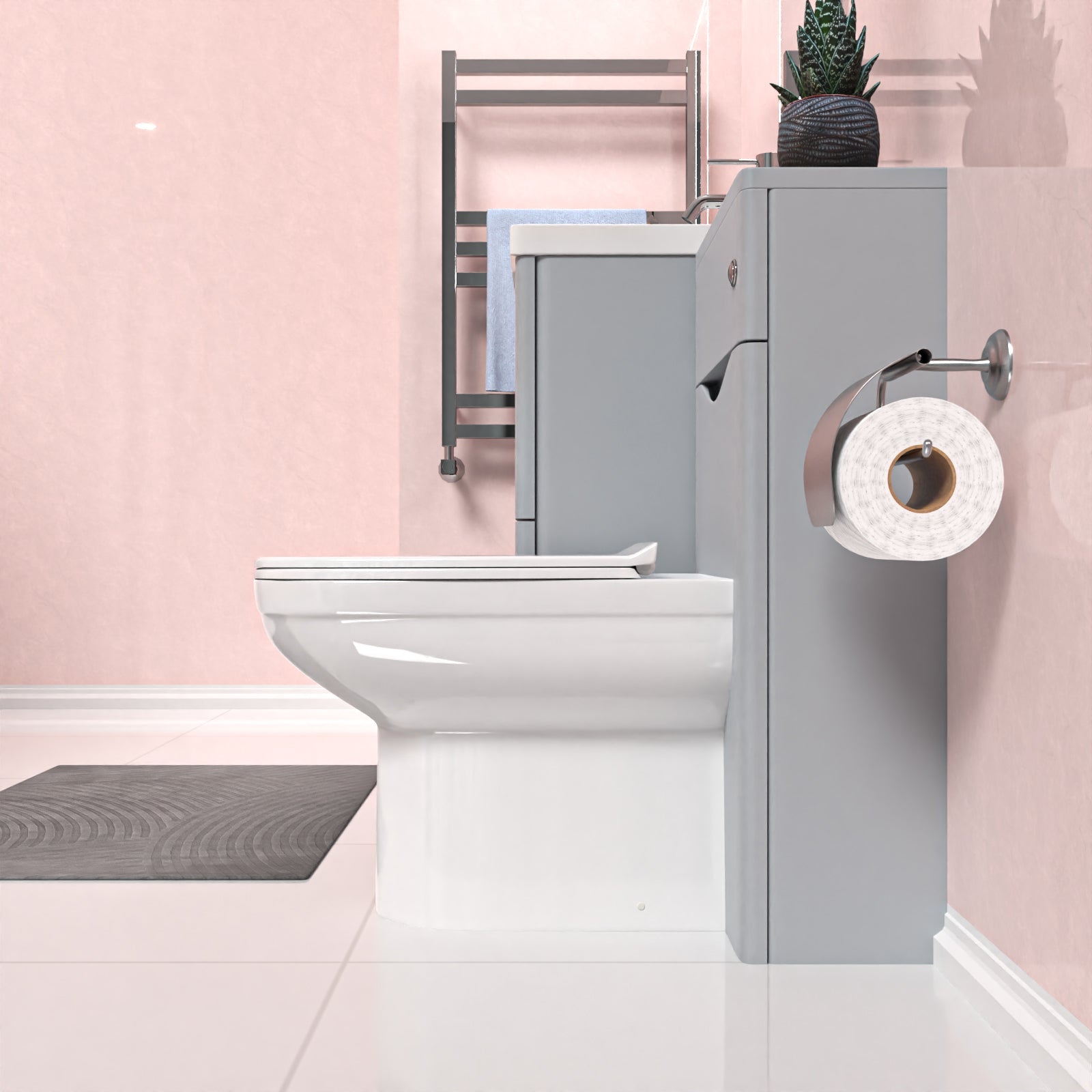 Merton Matte Grey 1000mm Freestanding Basin WC Vanity Unit & BTW Toilet