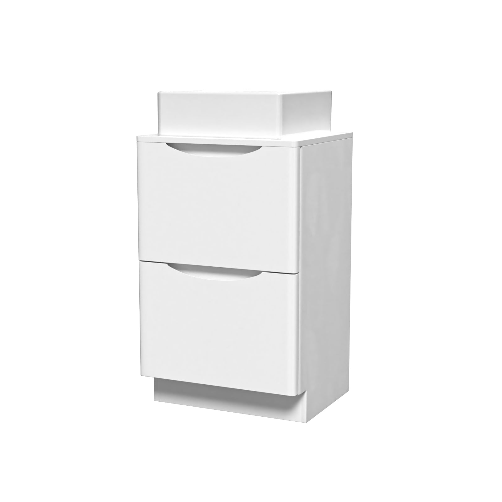Merton 500mm White Freestanding 2 Drawers Vanity & Worktop With Square Basin