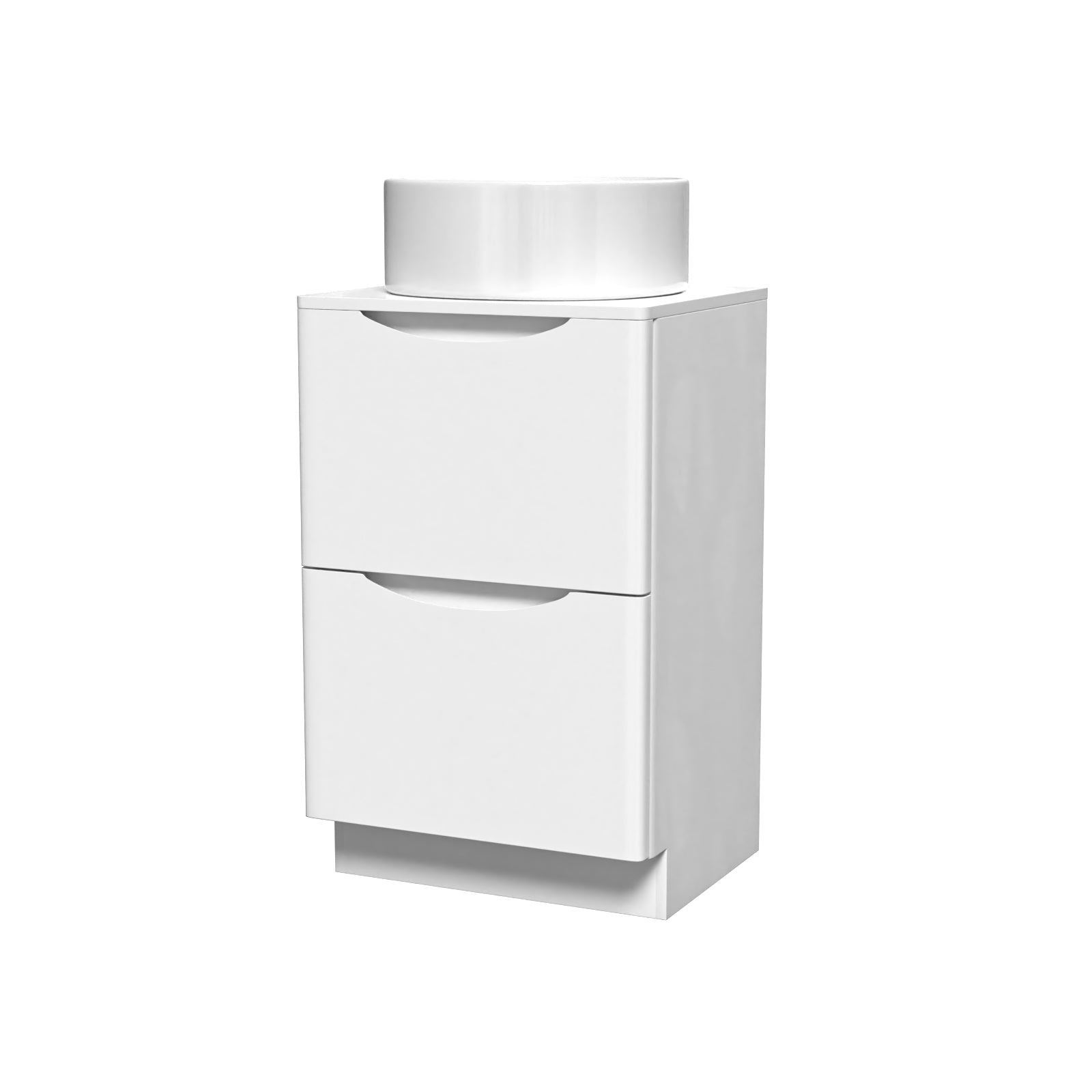 Merton 500mm White Freestanding 2 Drawers Vanity & Worktop With Round Basin