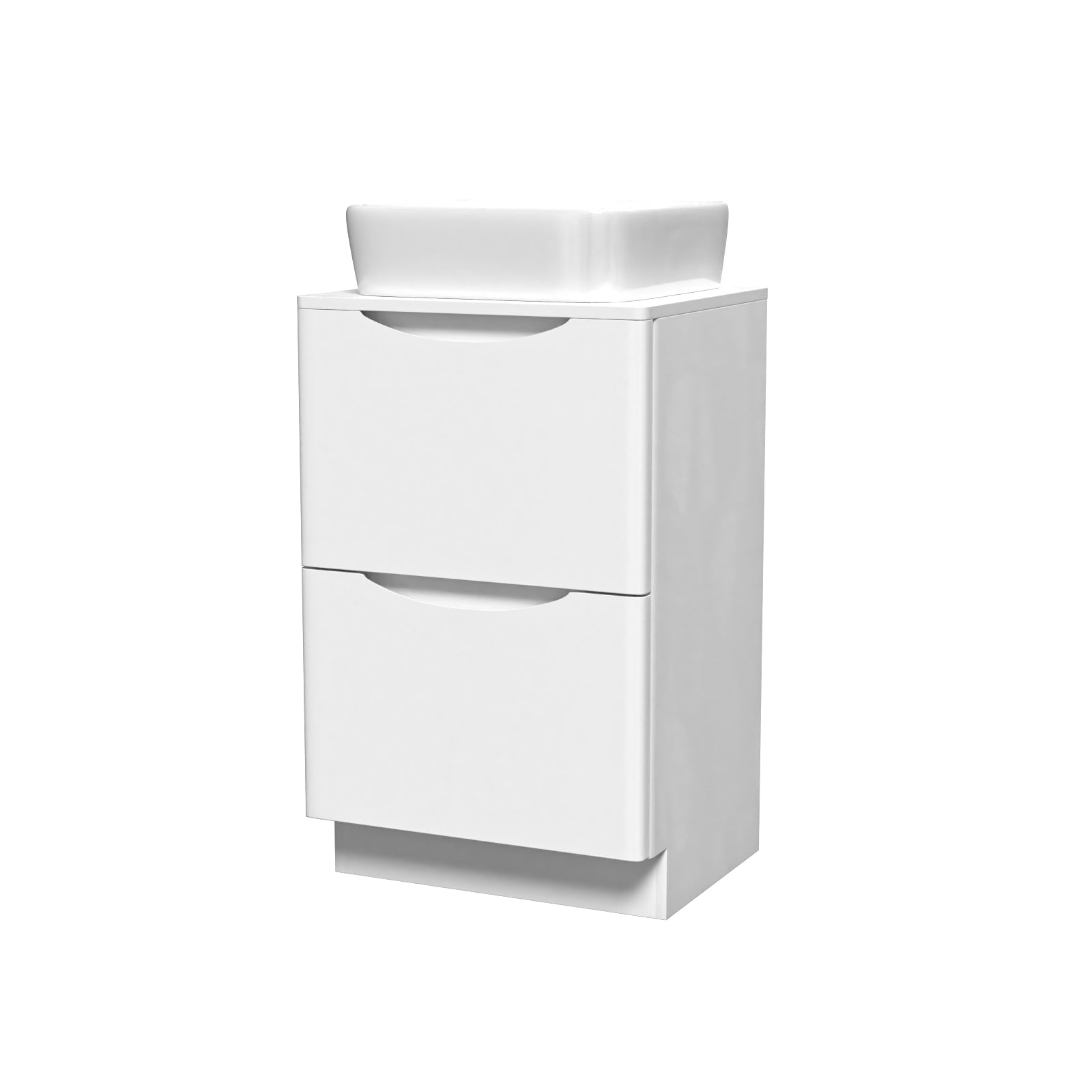 Merton 500mm White Drawers Vanity, Worktop & Square Rounded Corner Basin