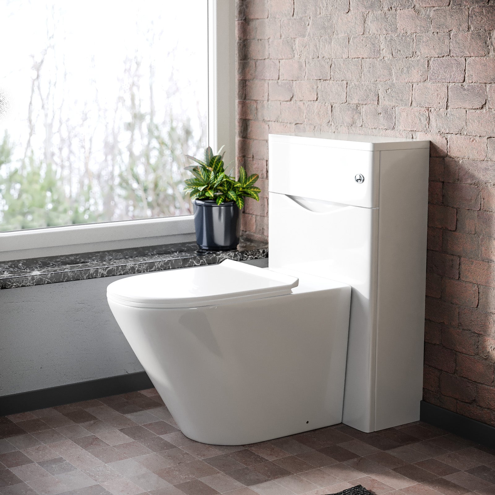 Merton 500mm WC Unit White & Rimless Back To Wall Toilet Flat Pack