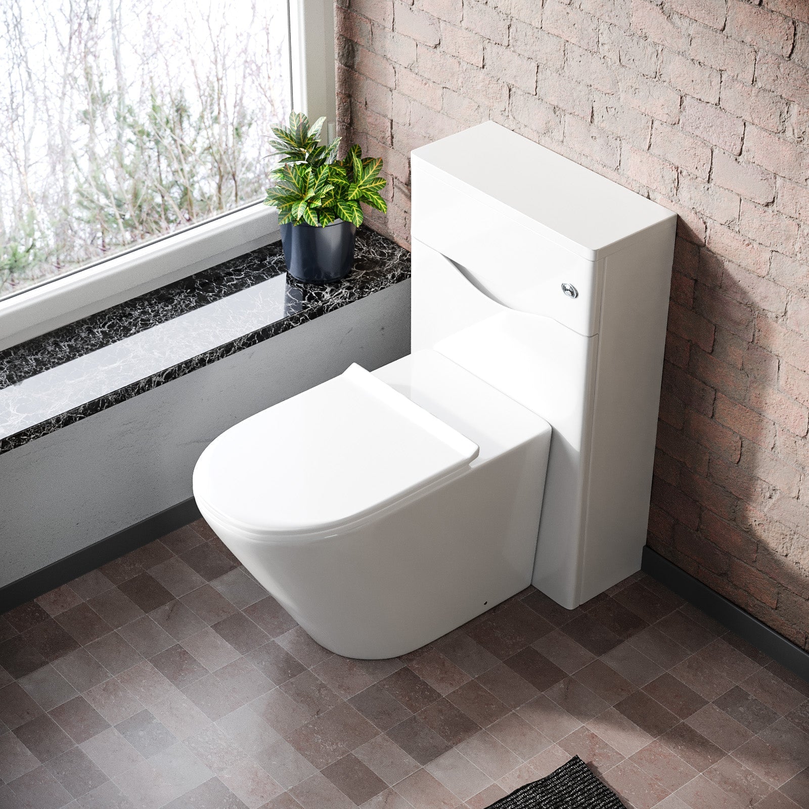 Merton 500mm WC Unit White & Rimless Back To Wall Toilet Flat Pack
