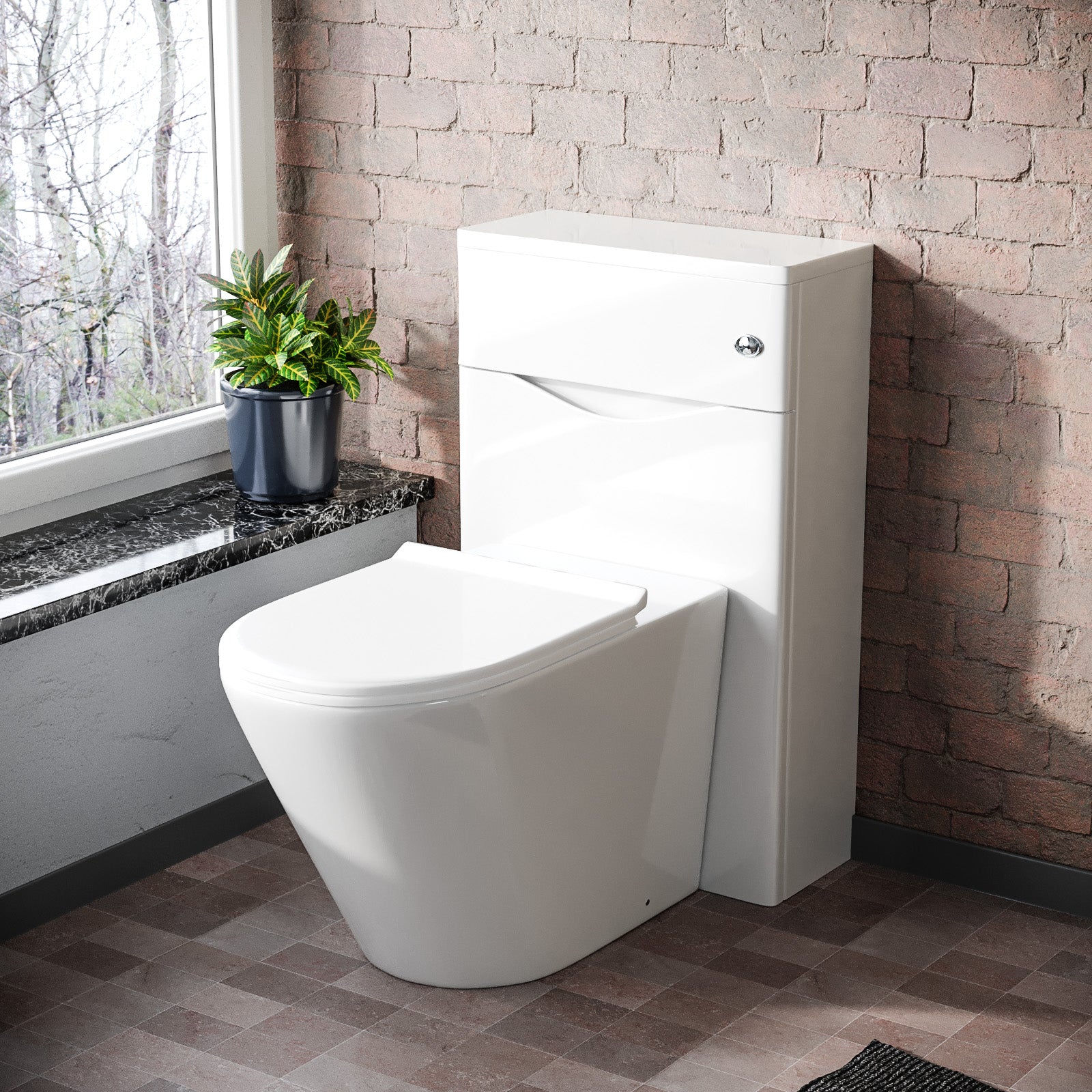 Merton 500mm WC Unit White & Rimless Back To Wall Toilet Flat Pack