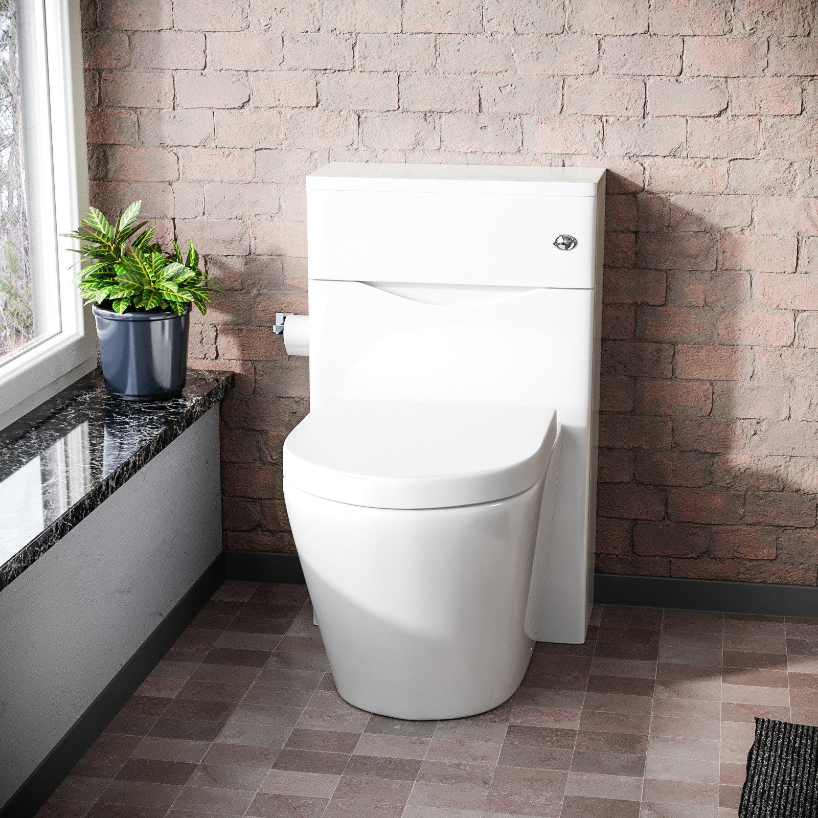 Merton 500mm WC Unit & Rimless Back To Wall Toilet White Flat Pack