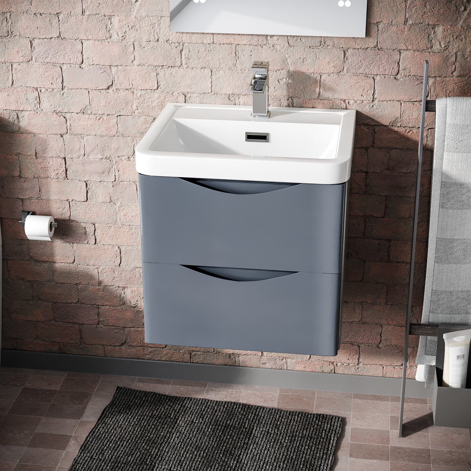 Merton Grey 500mm Wall Hung Basin Vanity Unit