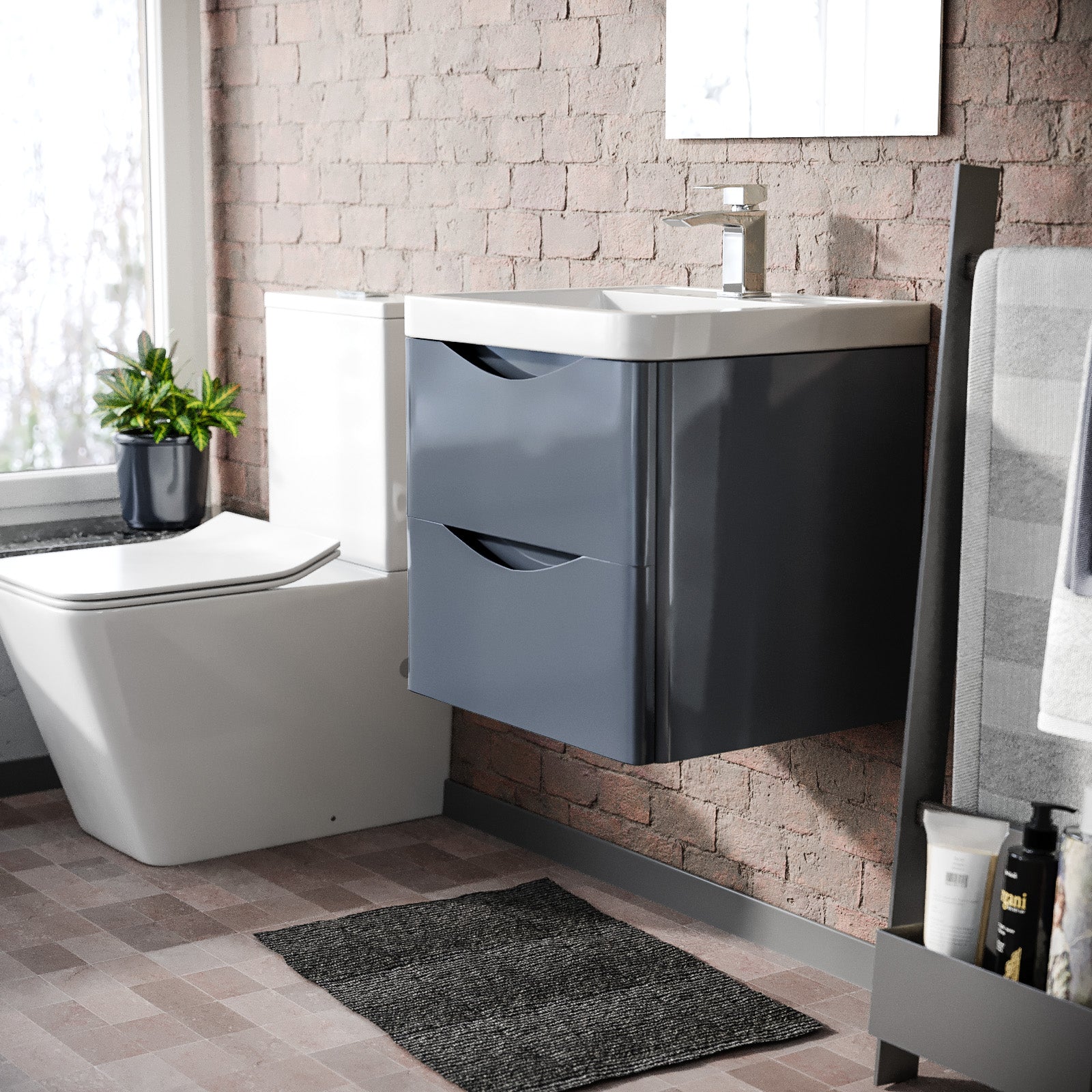 Merton Grey 500mm Wall Hung Basin Vanity Unit