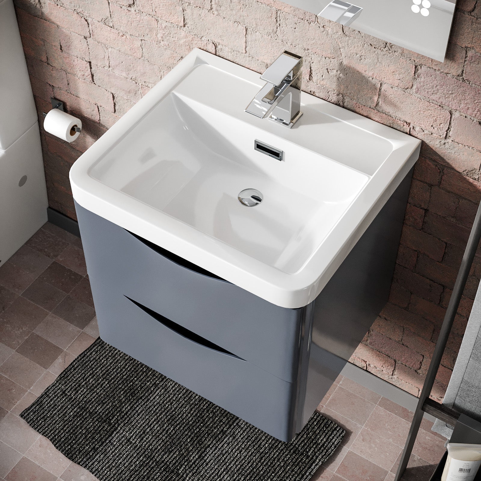 Merton Grey 500mm Wall Hung Basin Vanity Unit