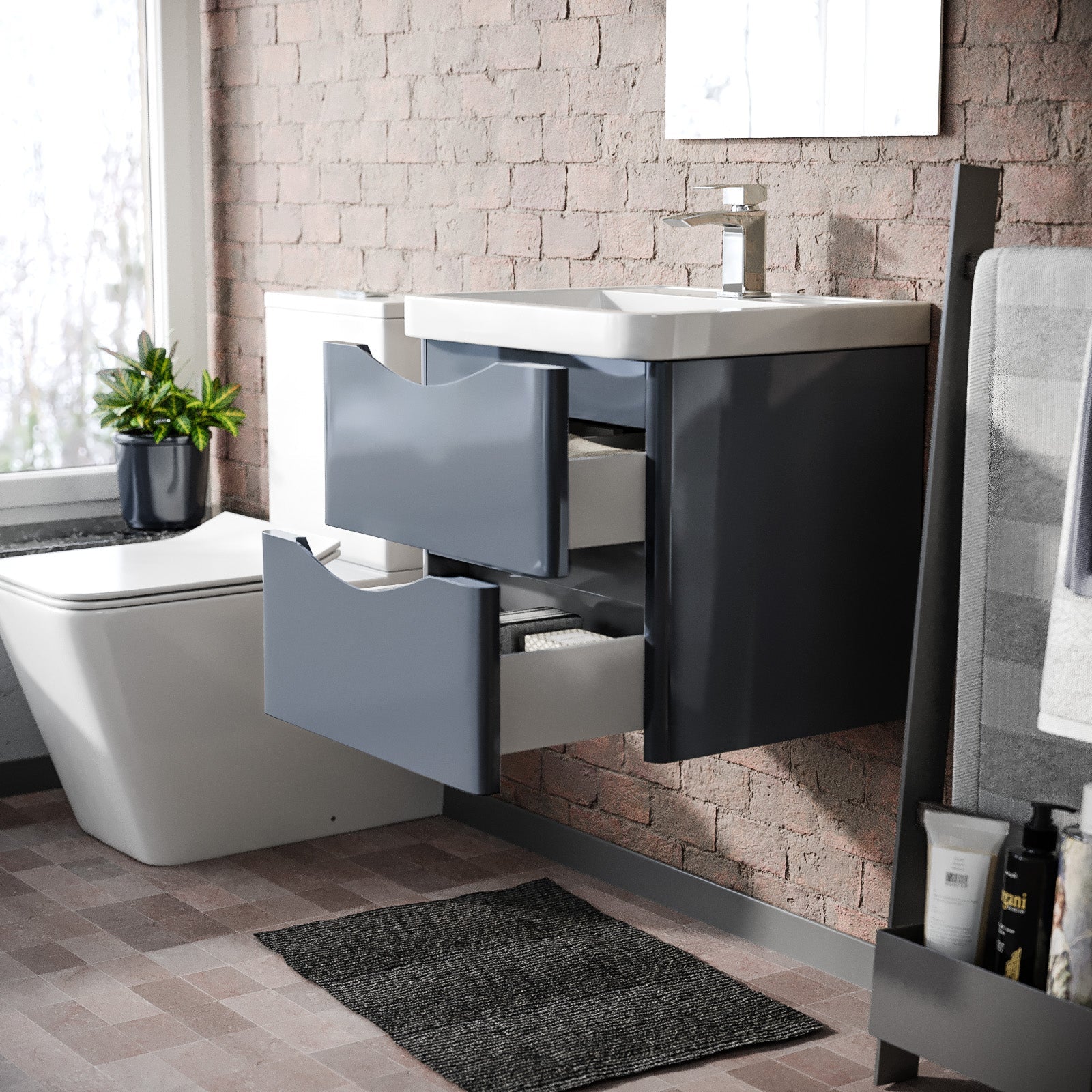 Merton Grey 500mm Wall Hung Basin Vanity Unit