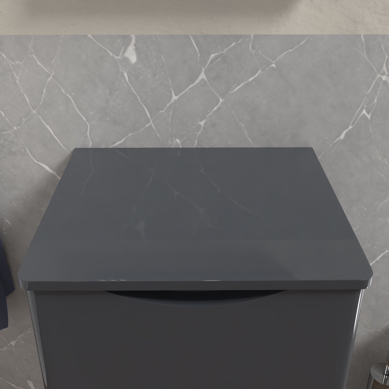 Merton 500mm Grey Round Corner MDF Bathroom Worktop For Vanity Cabinet
