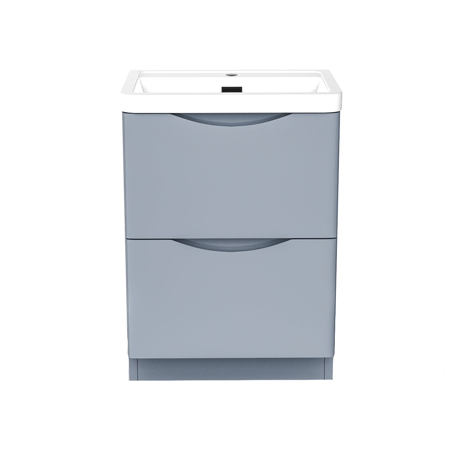 Merton Grey Vanity Cabinet and Basin with a Waterfall Basin Tap and Waste Set