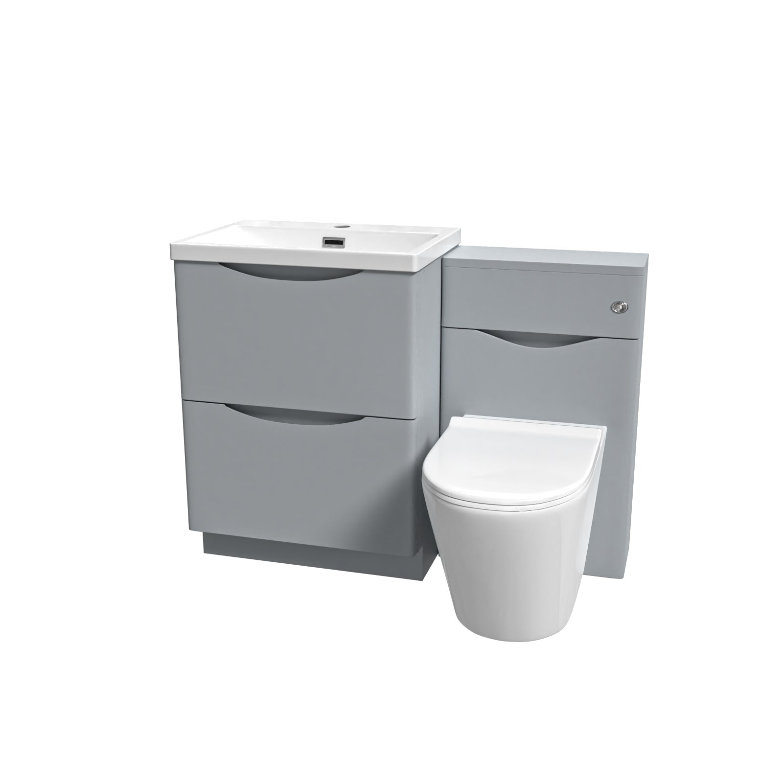 Merton 1100 Freestanding Matte Grey Basin Vanity, WC & Round BTW Toilet
