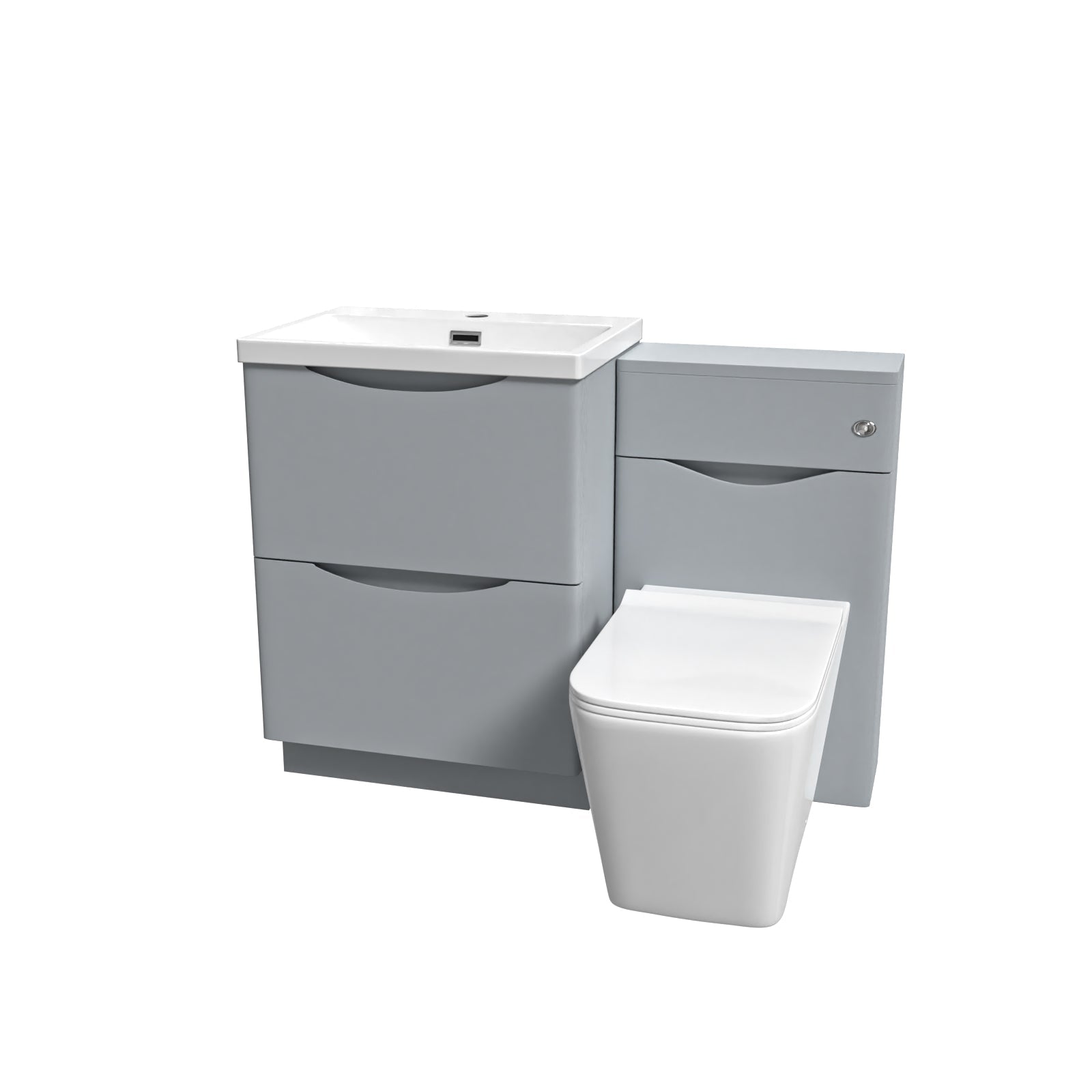Merton 1100mm Freestanding Vanity Cabinet, WC & Square BTW Toilet Set