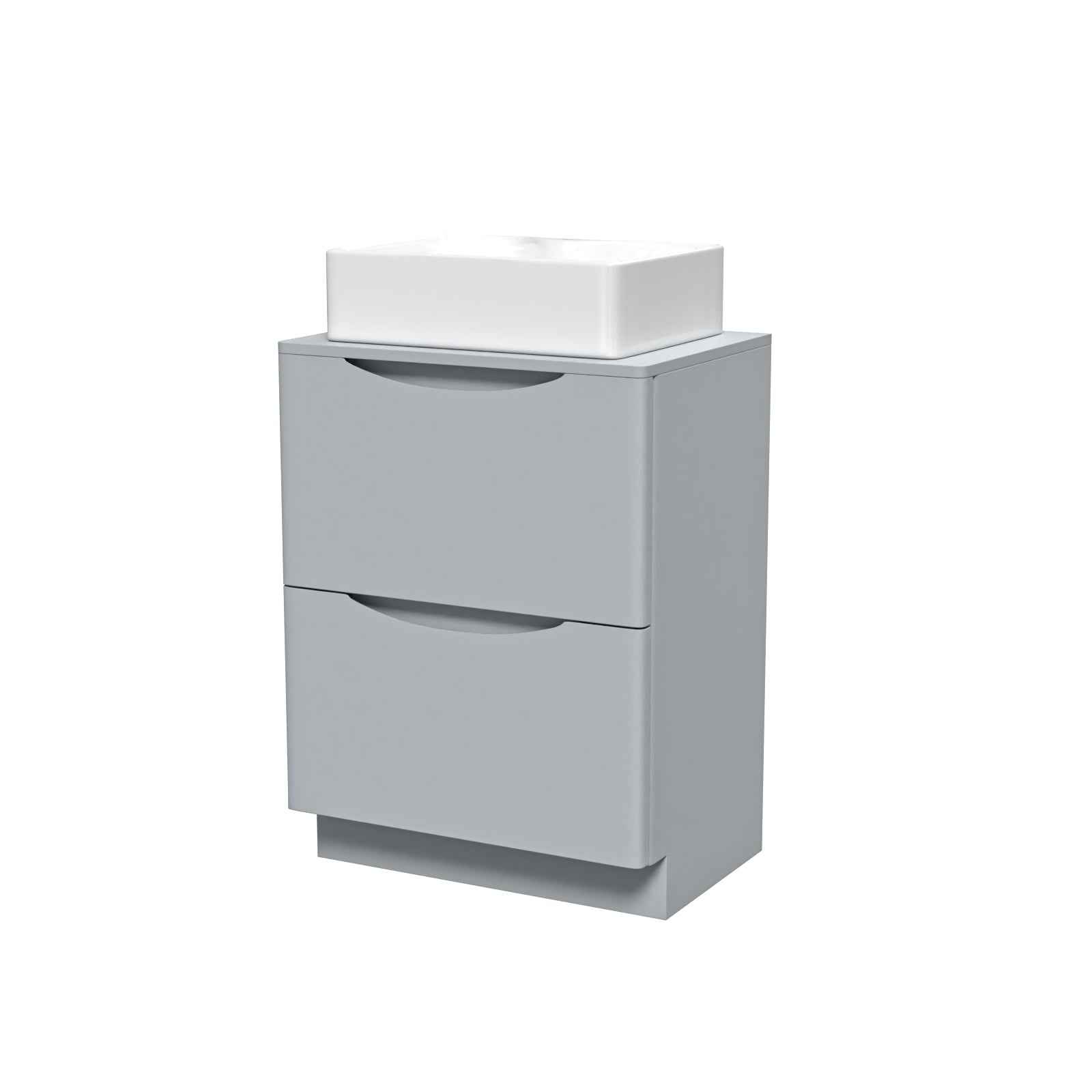 Merton 600mm Matte Grey Freestanding Vanity Unit With Square Basin Tap Hole