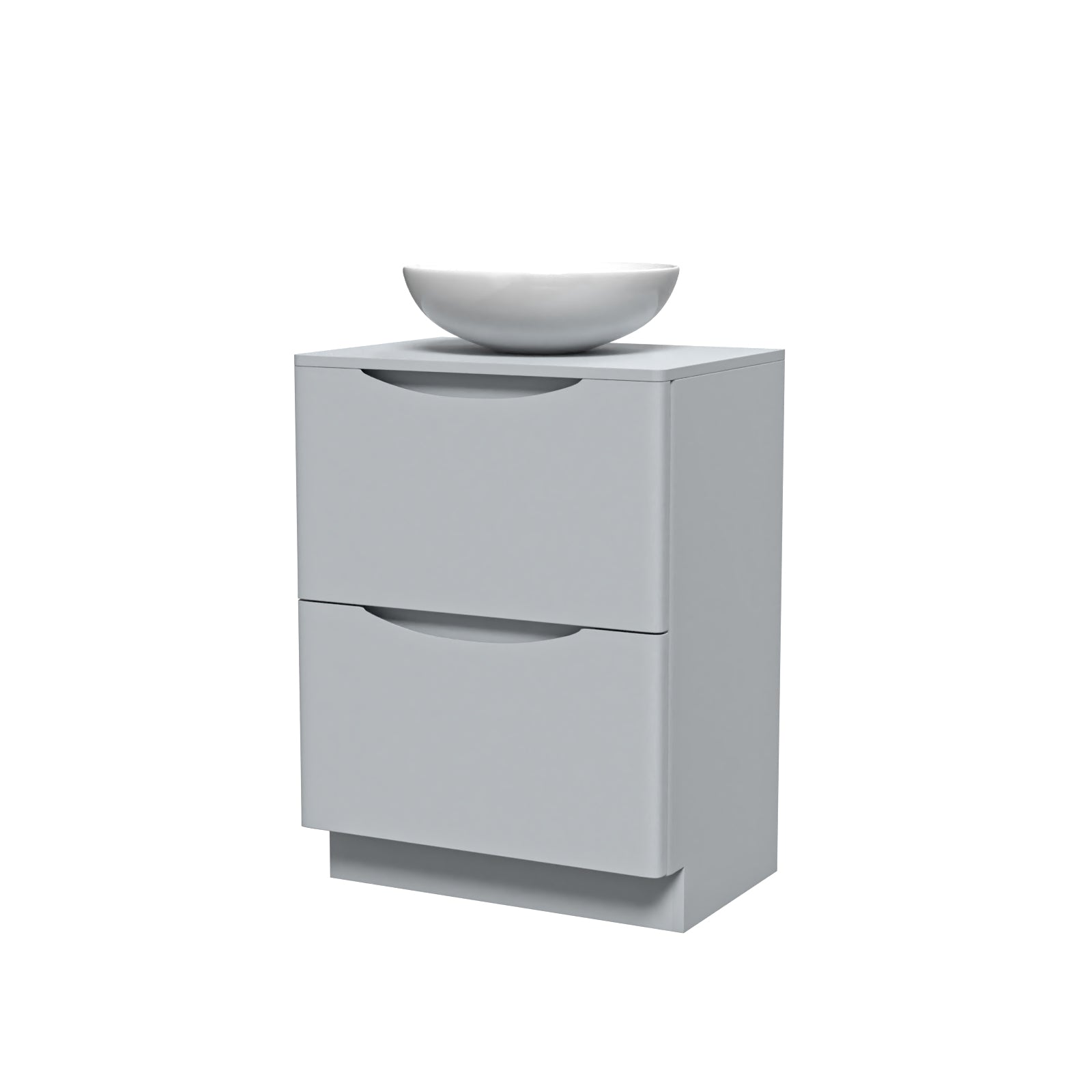 Merton 600mm Freestanding Matte Grey Vanity Unit Ceramic Round Basin