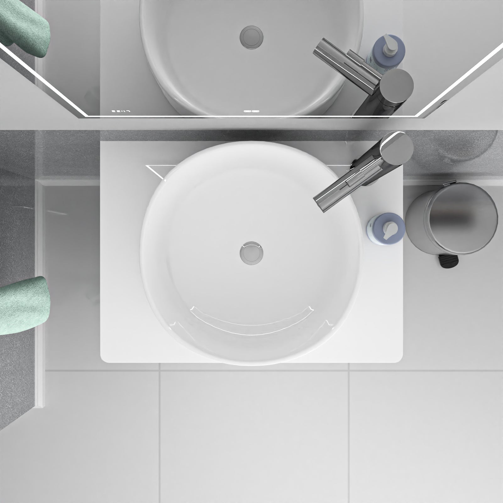 Merton 600mm White Freestanding 2 Drawers Vanity & Worktop With Round Basin