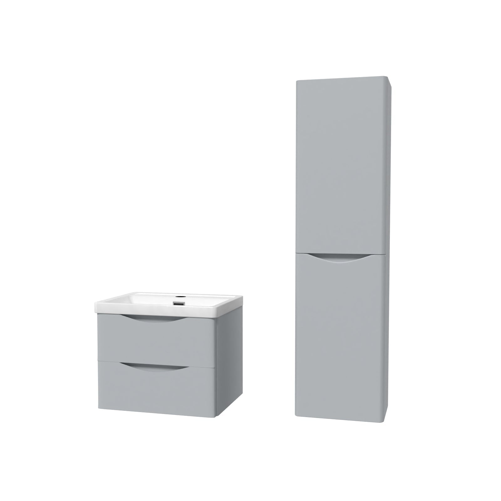 Merton Matte Grey 600mm Wall Hung Vanity Unit & 400mm Cabinet Suite